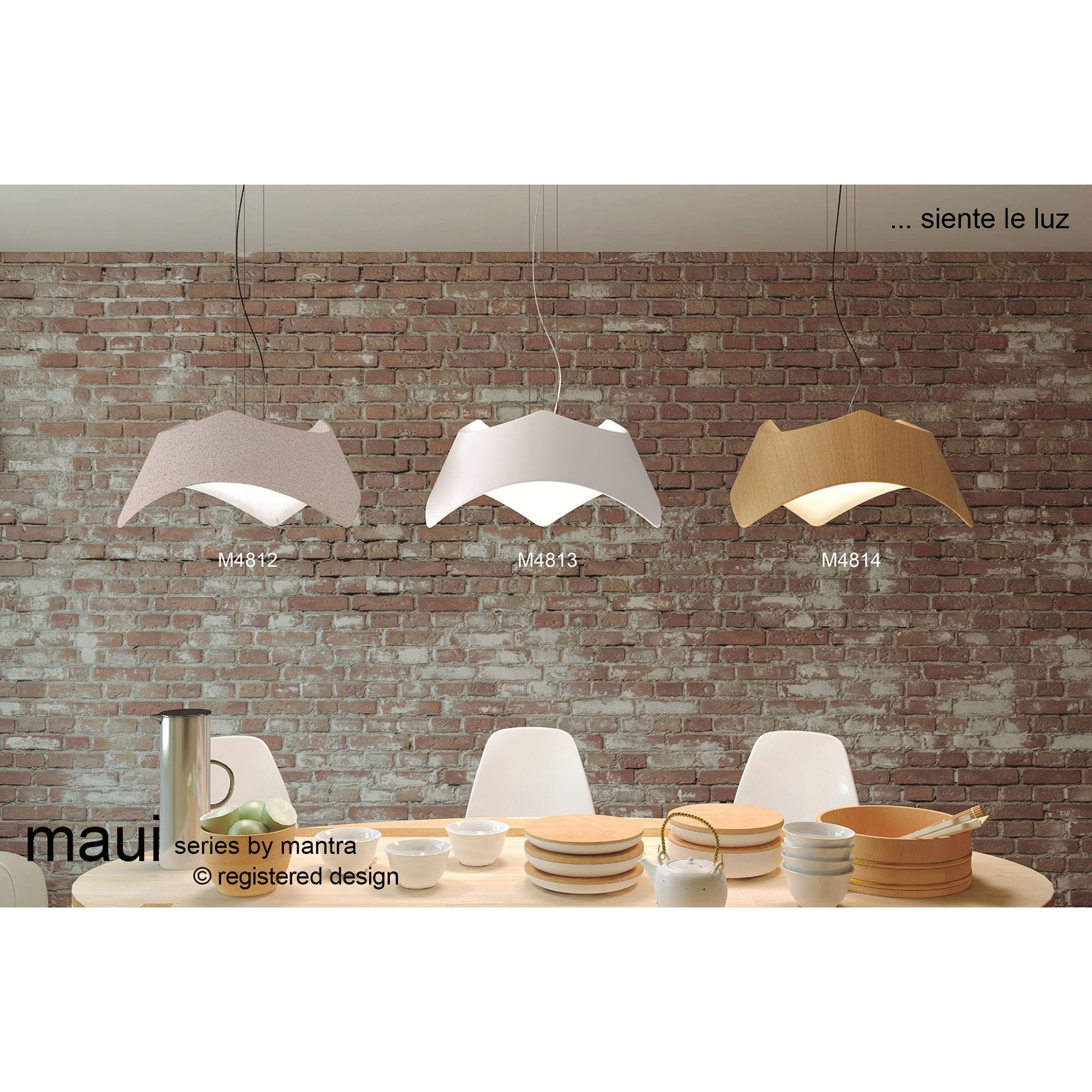 M4815 Maui Pendant 3 Light E27 Cement Effect / Polished Chrome