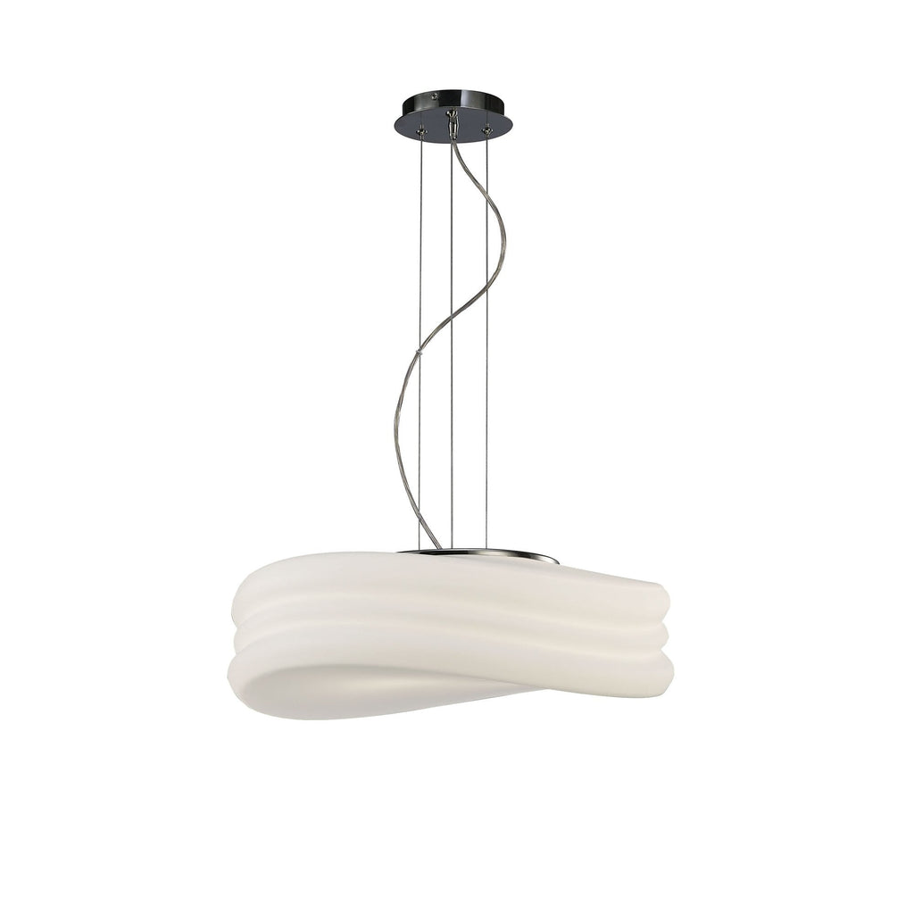 M3620 Mediterraneo Pendant 3 Light E27 Large Polished Chrome / Frosted White Glass
