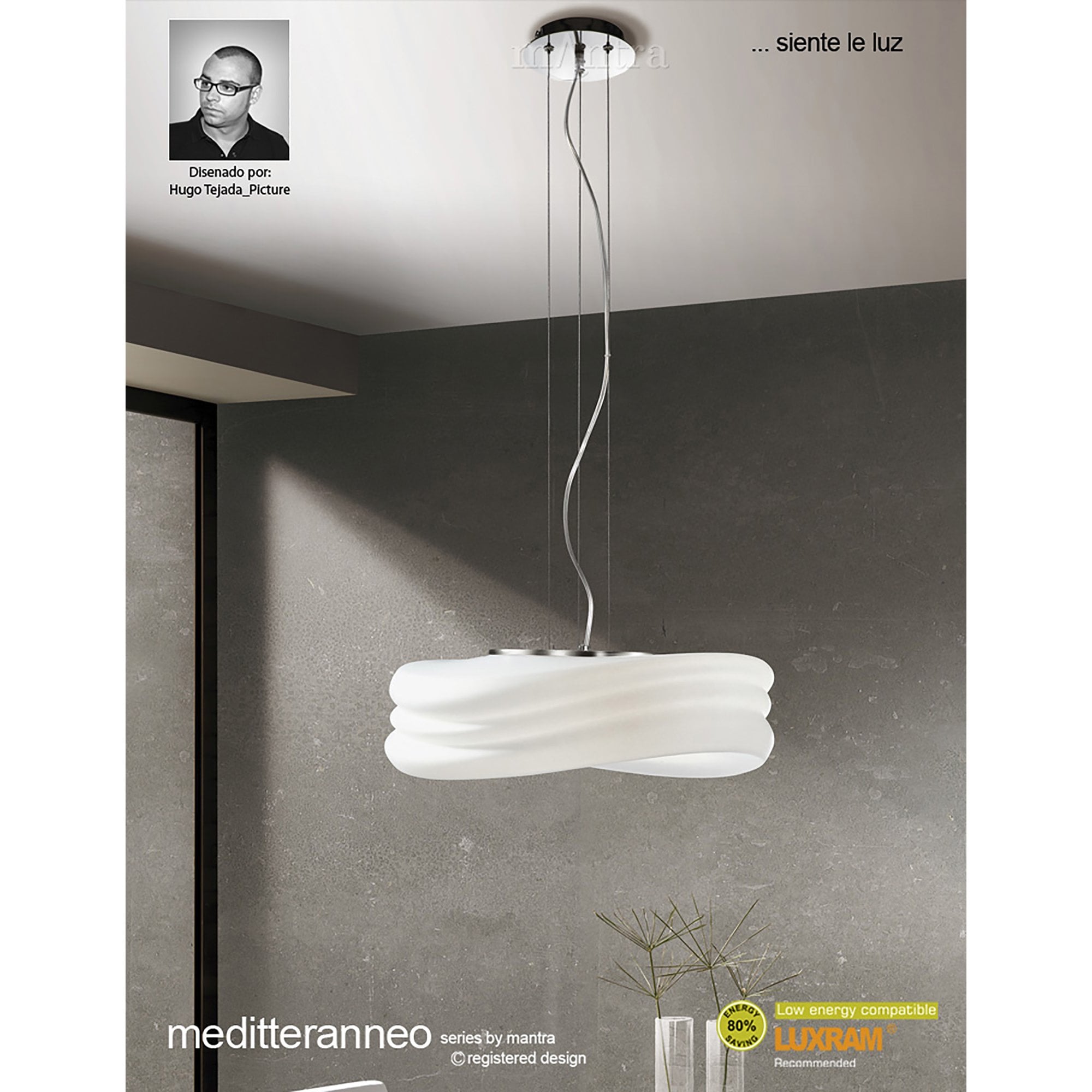 M3620 Mediterraneo Pendant 3 Light E27 Large Polished Chrome / Frosted White Glass
