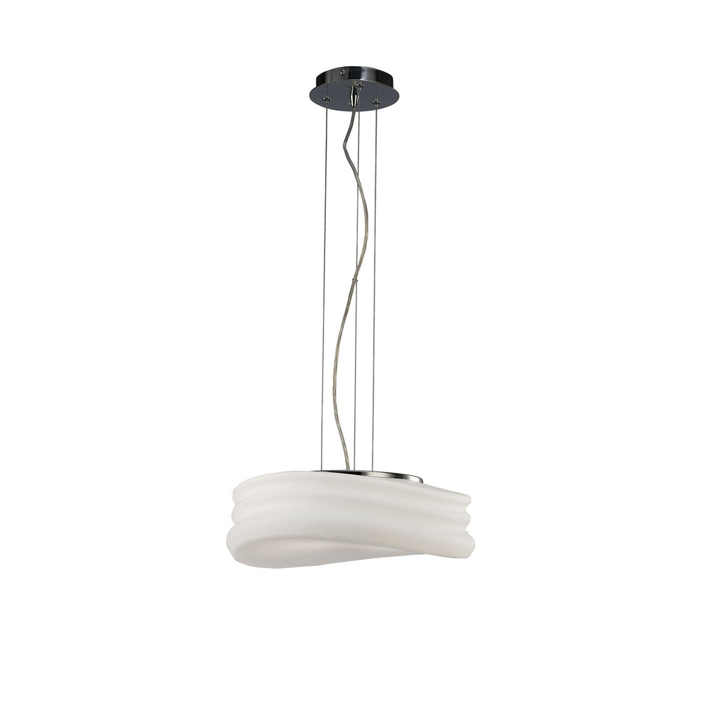M3621 Mediterraneo Pendant 2 Light E27 Medium Polished Chrome / Frosted White Glass