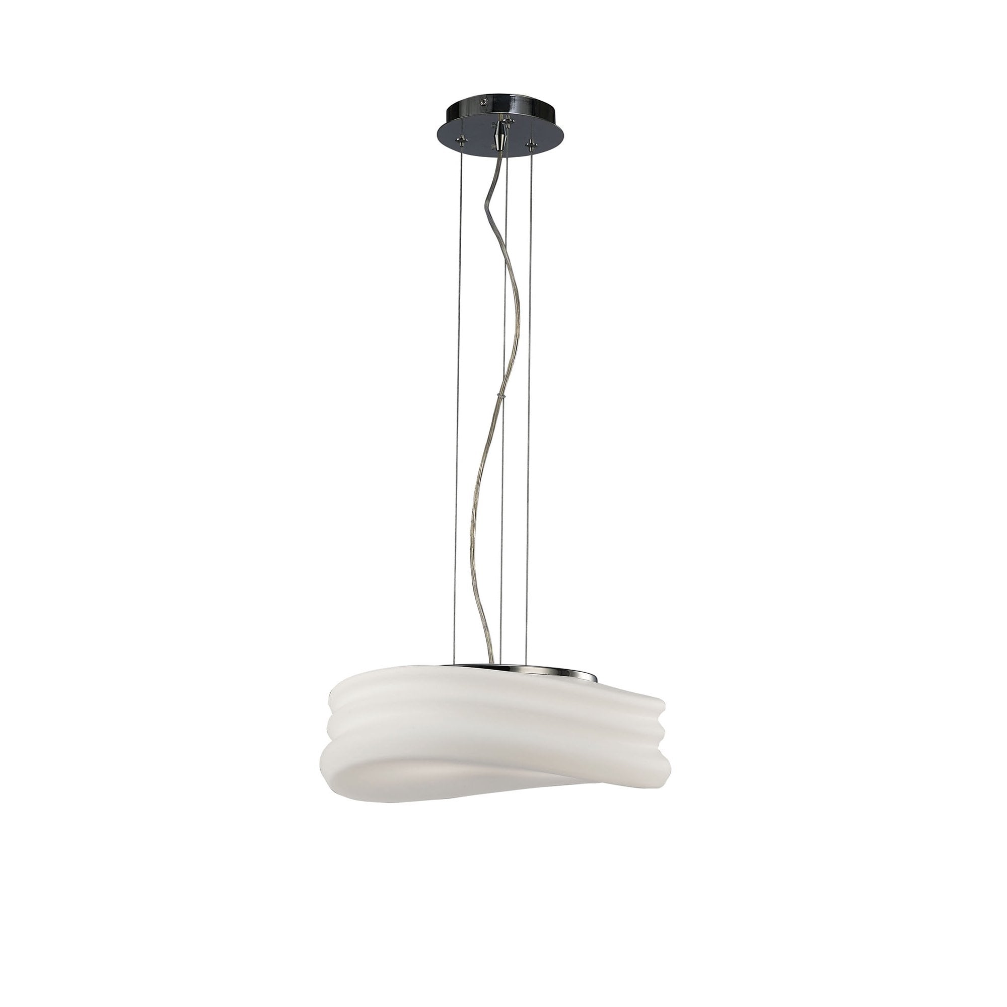 M3621 Mediterraneo Pendant 2 Light E27 Medium Polished Chrome / Frosted White Glass