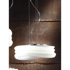 M3621 Mediterraneo Pendant 2 Light E27 Medium Polished Chrome / Frosted White Glass