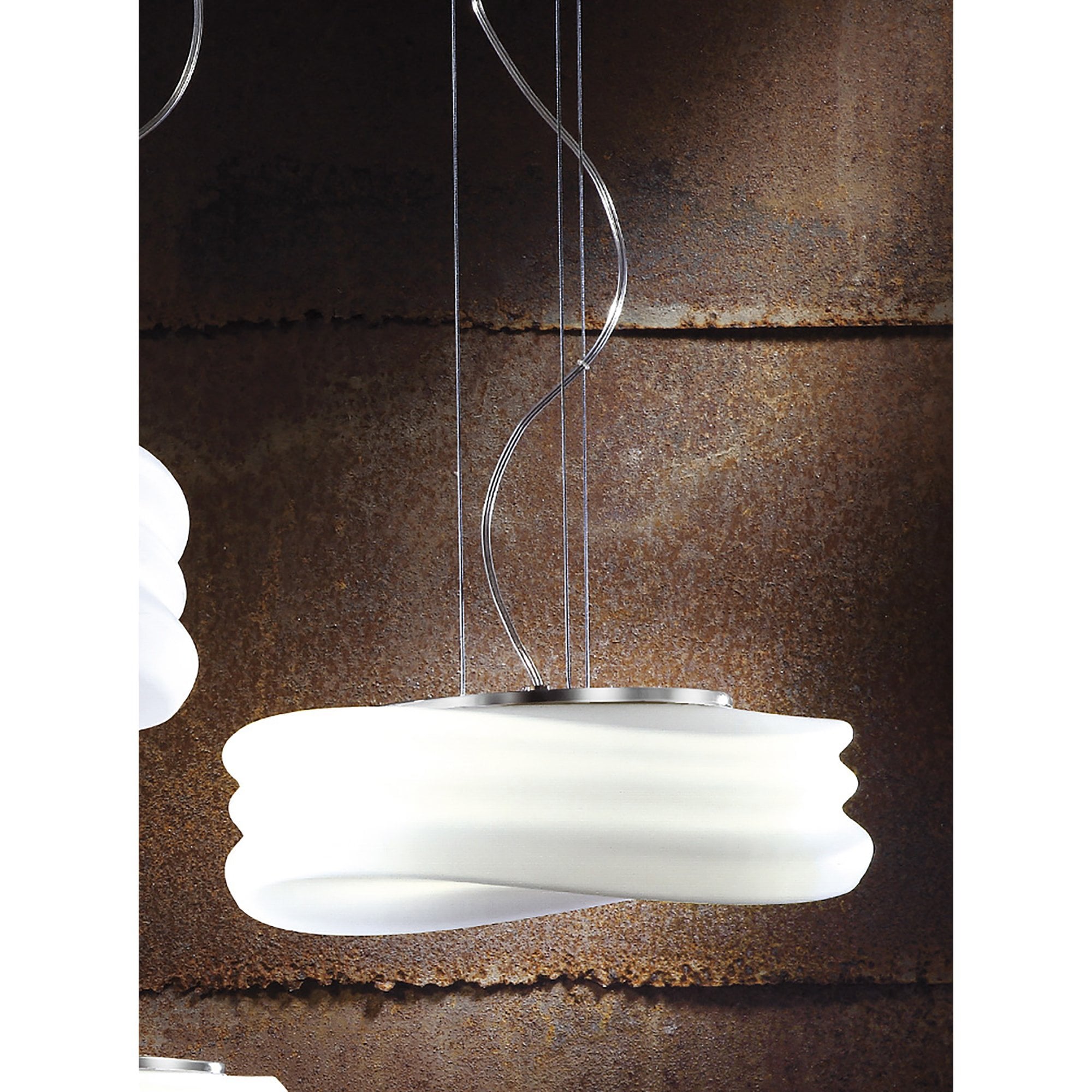 M3621 Mediterraneo Pendant 2 Light E27 Medium Polished Chrome / Frosted White Glass