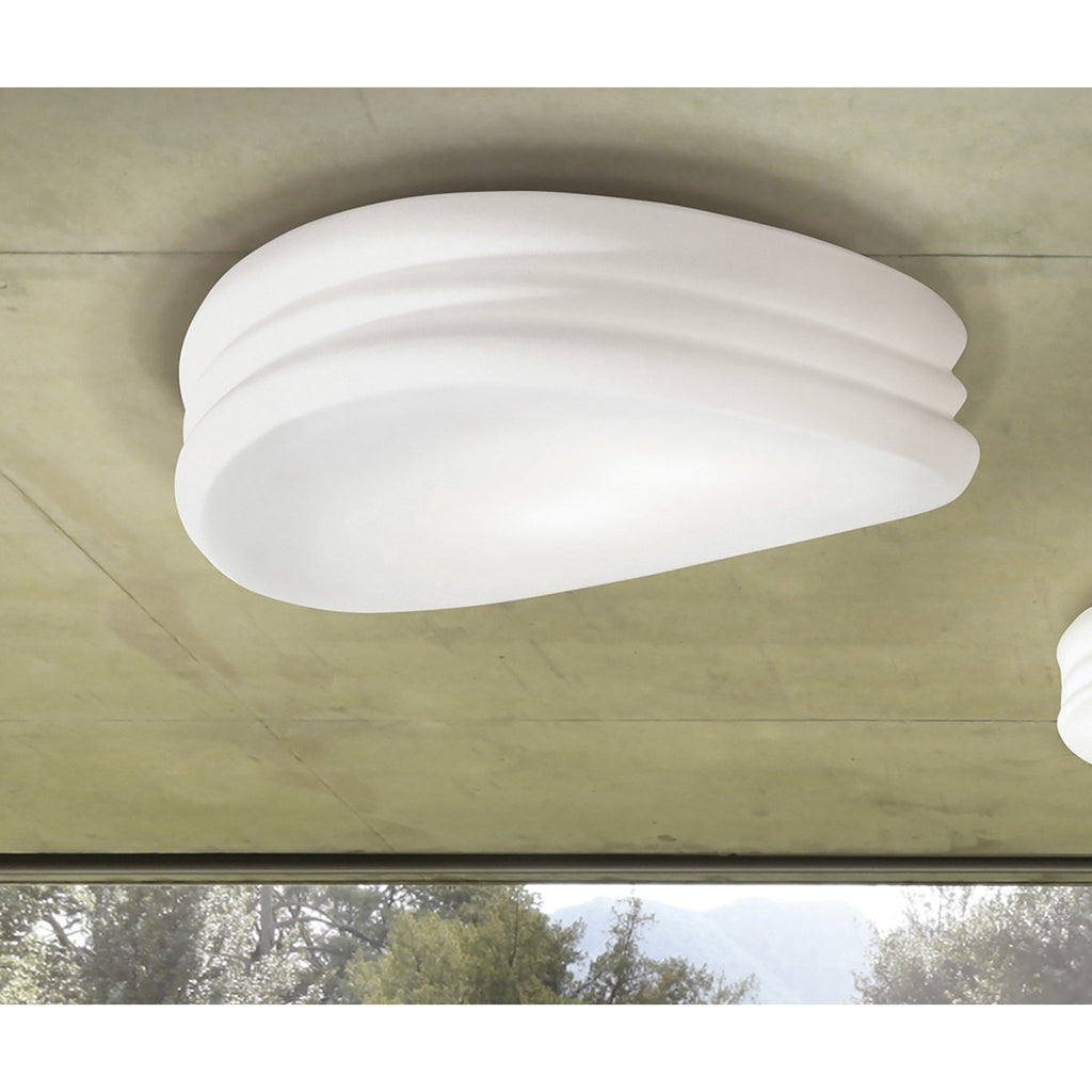 M3623 Mediterraneo Flush Ceiling / Wall 3 Light E27 Large Frosted White Glass