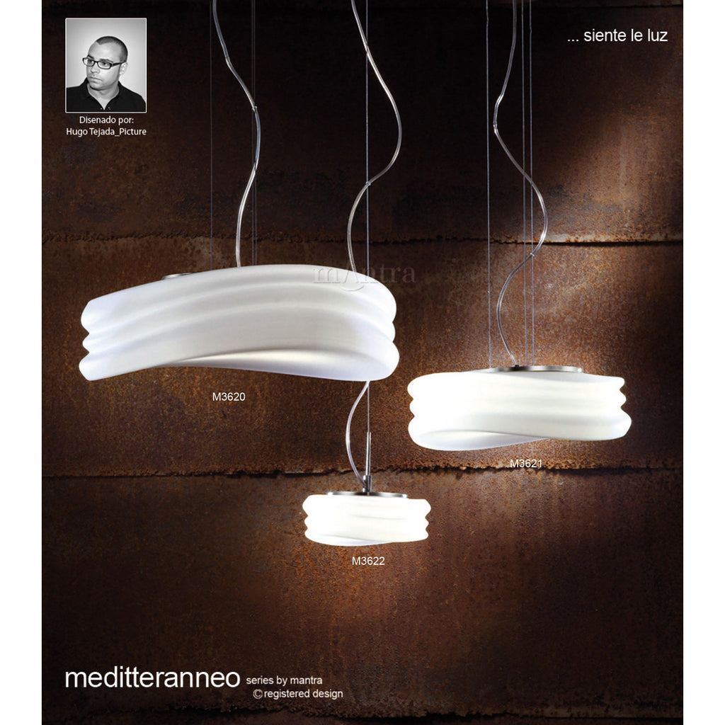 M3623 Mediterraneo Flush Ceiling / Wall 3 Light E27 Large Frosted White Glass
