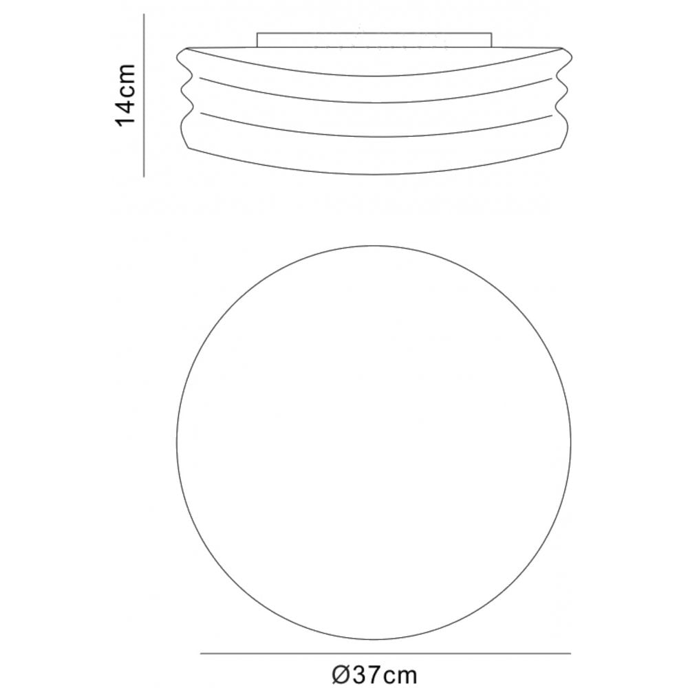 M3624 Mediterraneo Flush Ceiling / Wall 2 Light E27 Medium Frosted White Glass