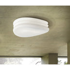 M3624 Mediterraneo Flush Ceiling / Wall 2 Light E27 Medium Frosted White Glass
