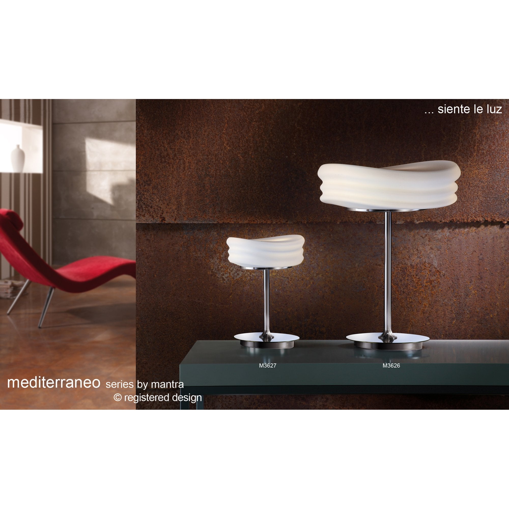 M3624 Mediterraneo Flush Ceiling / Wall 2 Light E27 Medium Frosted White Glass
