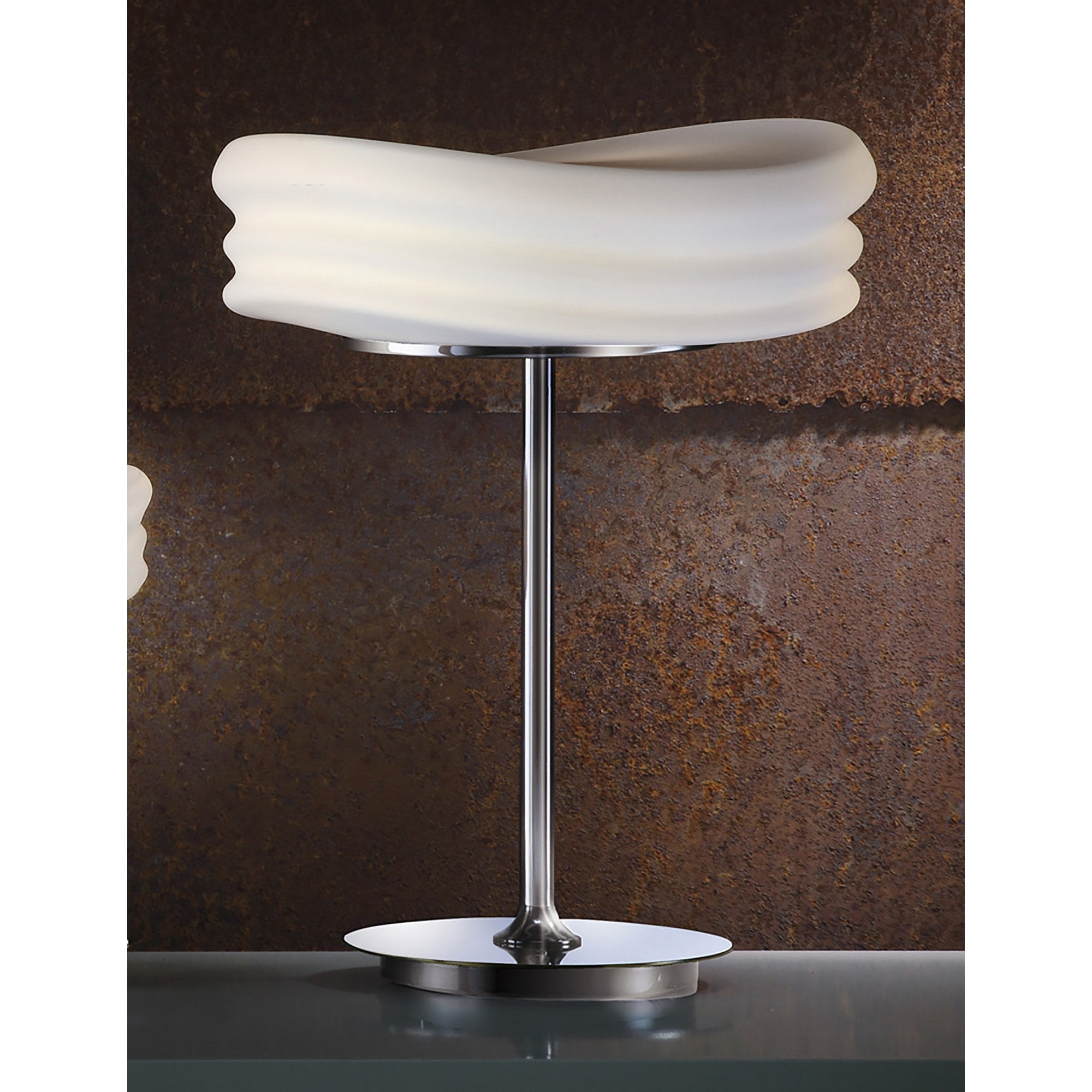M3626 Mediterraneo Table Lamp 2 Light E27 Medium Polished Chrome / Frosted White Glass
