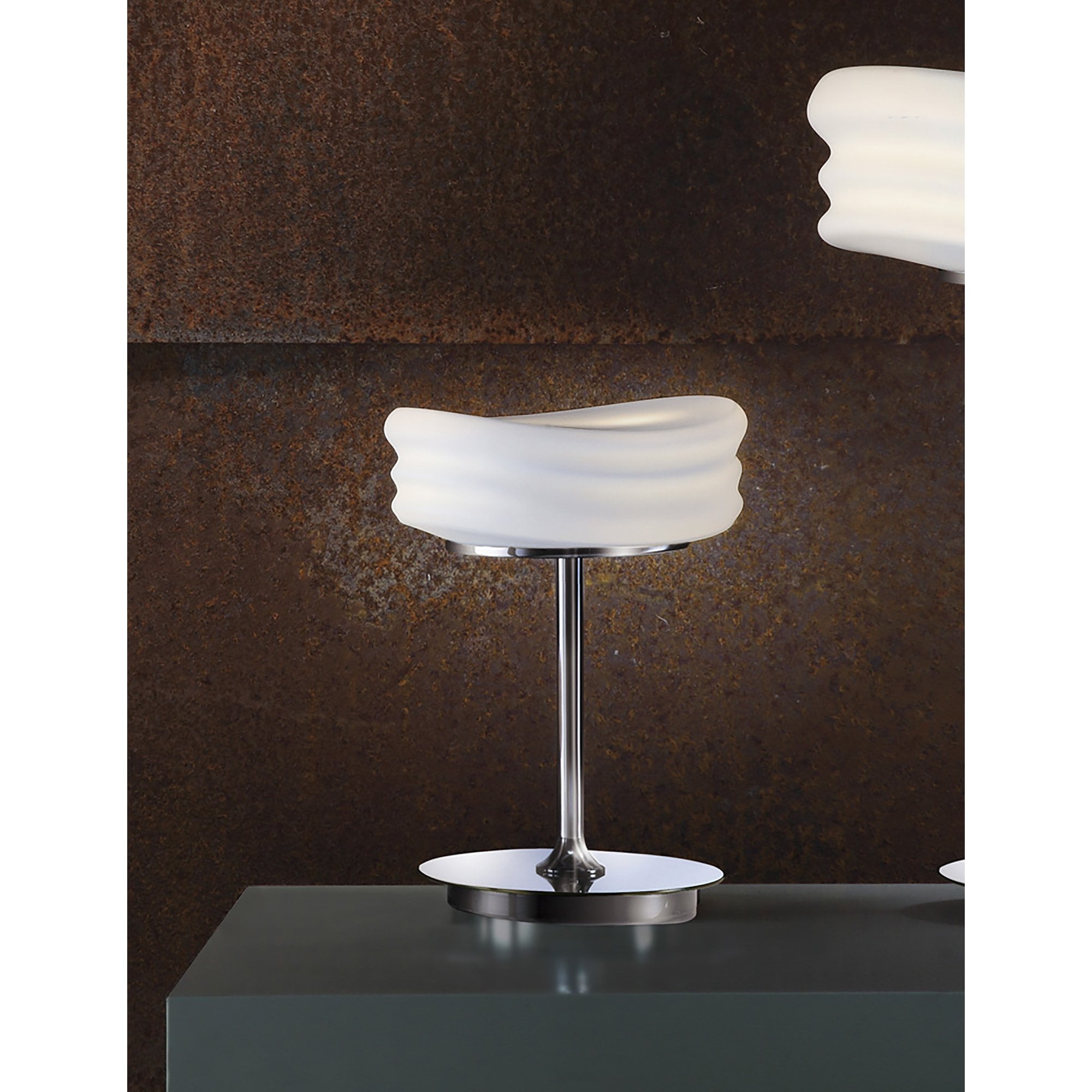 M3627 Mediterraneo Table Lamp 2 Light GU10 Small Polished Chrome / Frosted White Glass