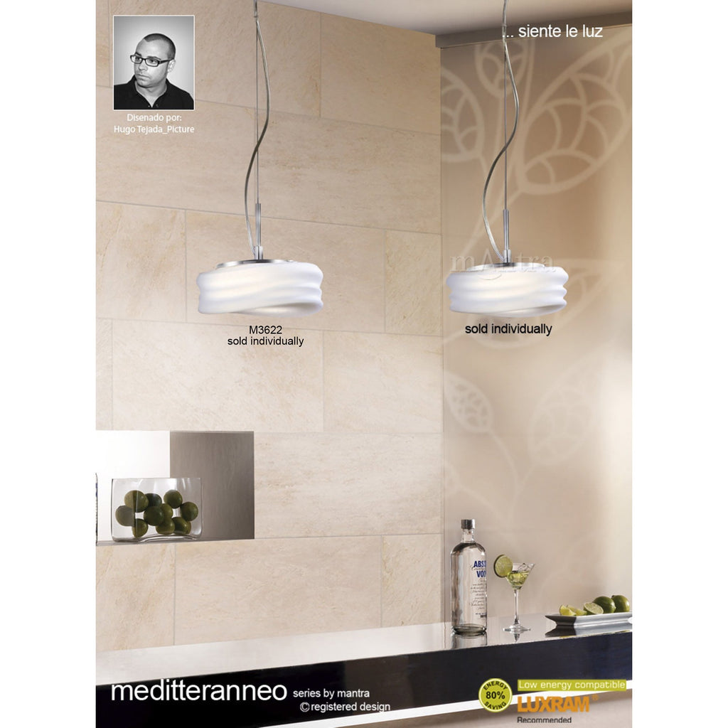 M3627 Mediterraneo Table Lamp 2 Light GU10 Small Polished Chrome / Frosted White Glass