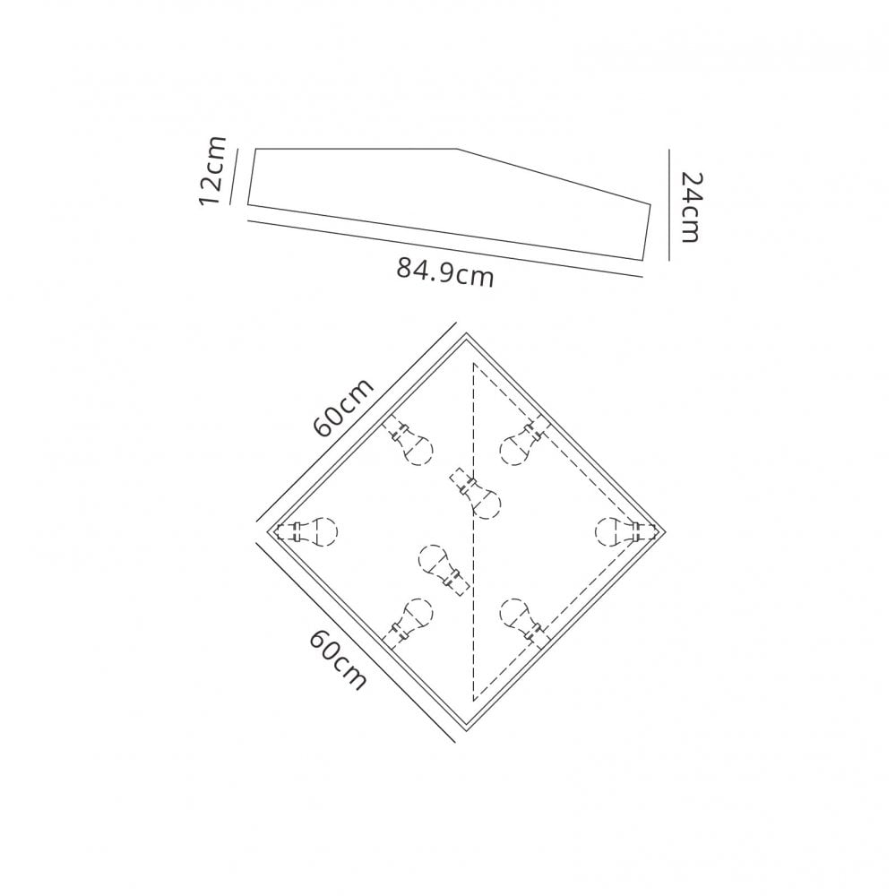 M6160 Mini Bathroom Ceiling 60cm Square 8 Light White