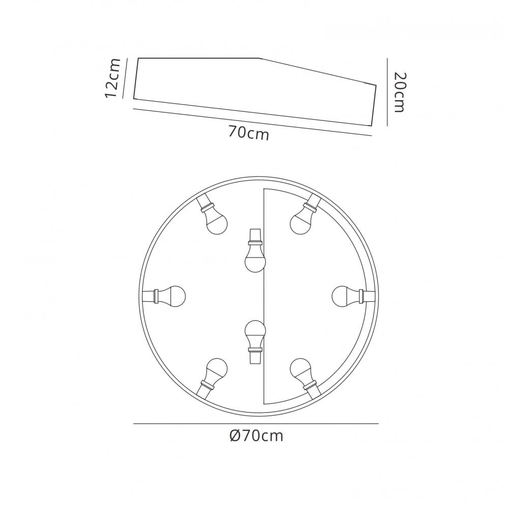 M6164 Mini Bathroom Ceiling 70cm Round 8 Light White