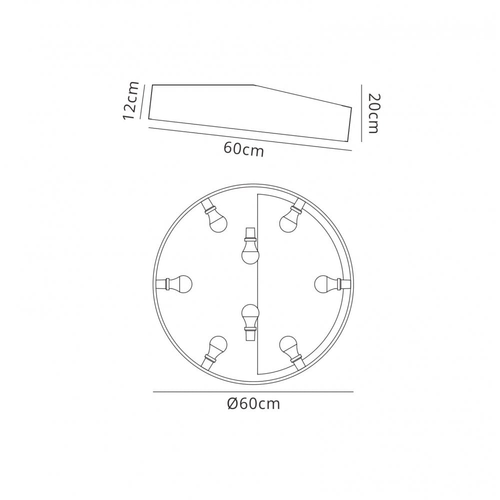 M6166 Mini Bathroom Ceiling 60cm Round 8 Light White