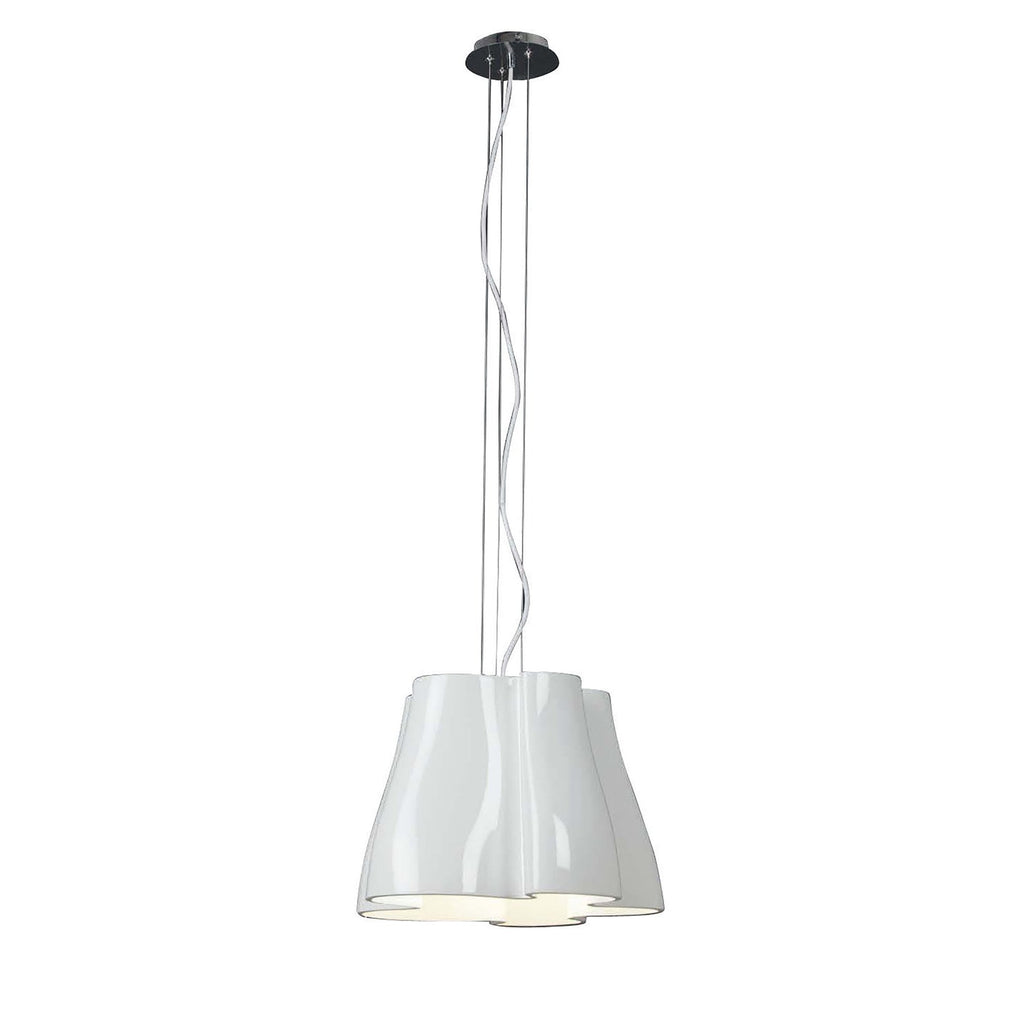 M3720 Miss Pendant 3 Light E27 Gloss White/Polished Chrome