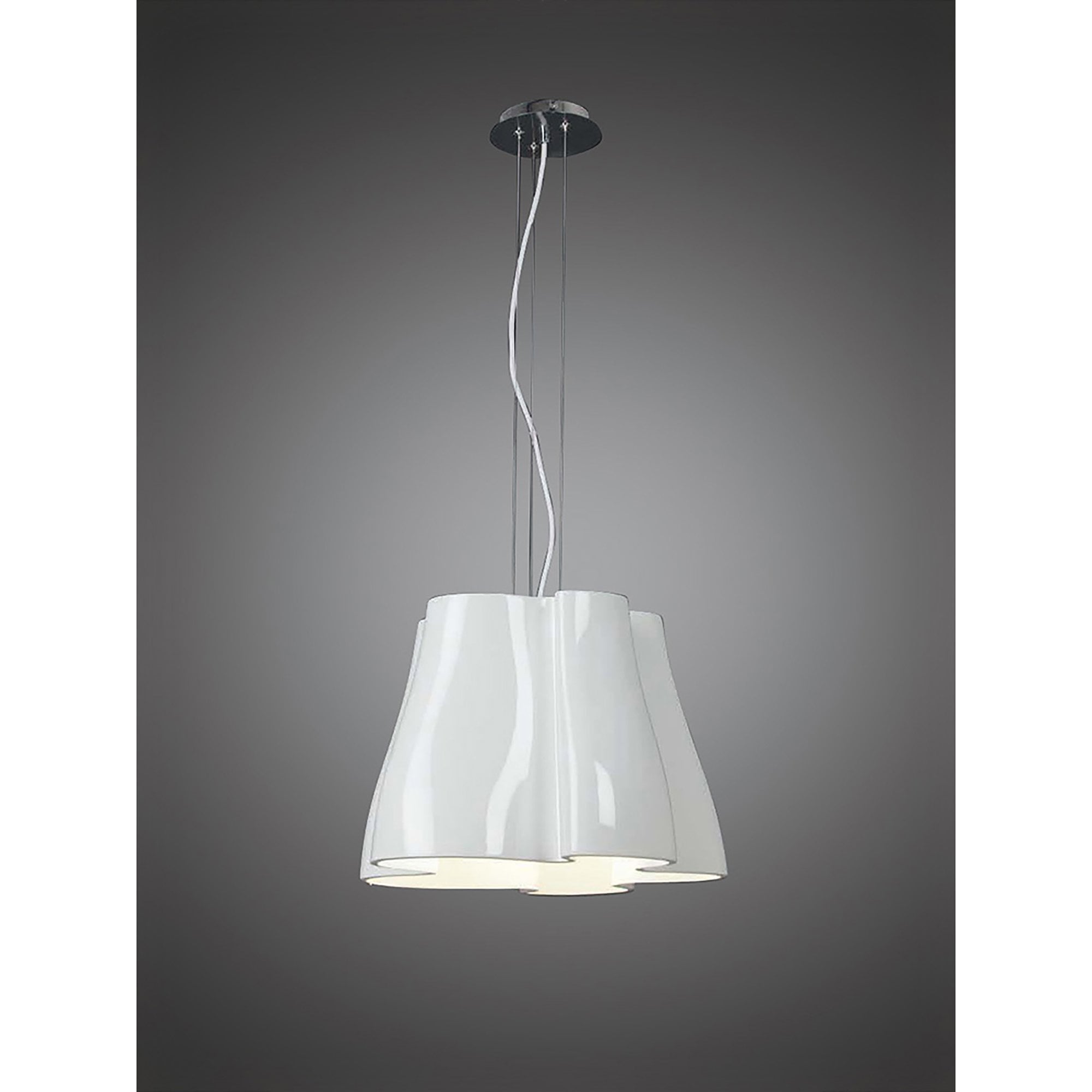 M3720 Miss Pendant 3 Light E27 Gloss White/Polished Chrome