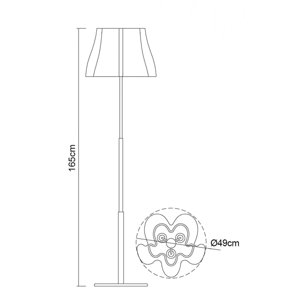 M3722 Miss Floor Lamp 3 Light E27 Gloss White/Polished Chrome