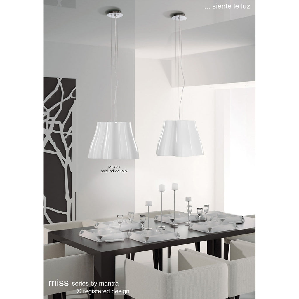 M3722 Miss Floor Lamp 3 Light E27 Gloss White/Polished Chrome
