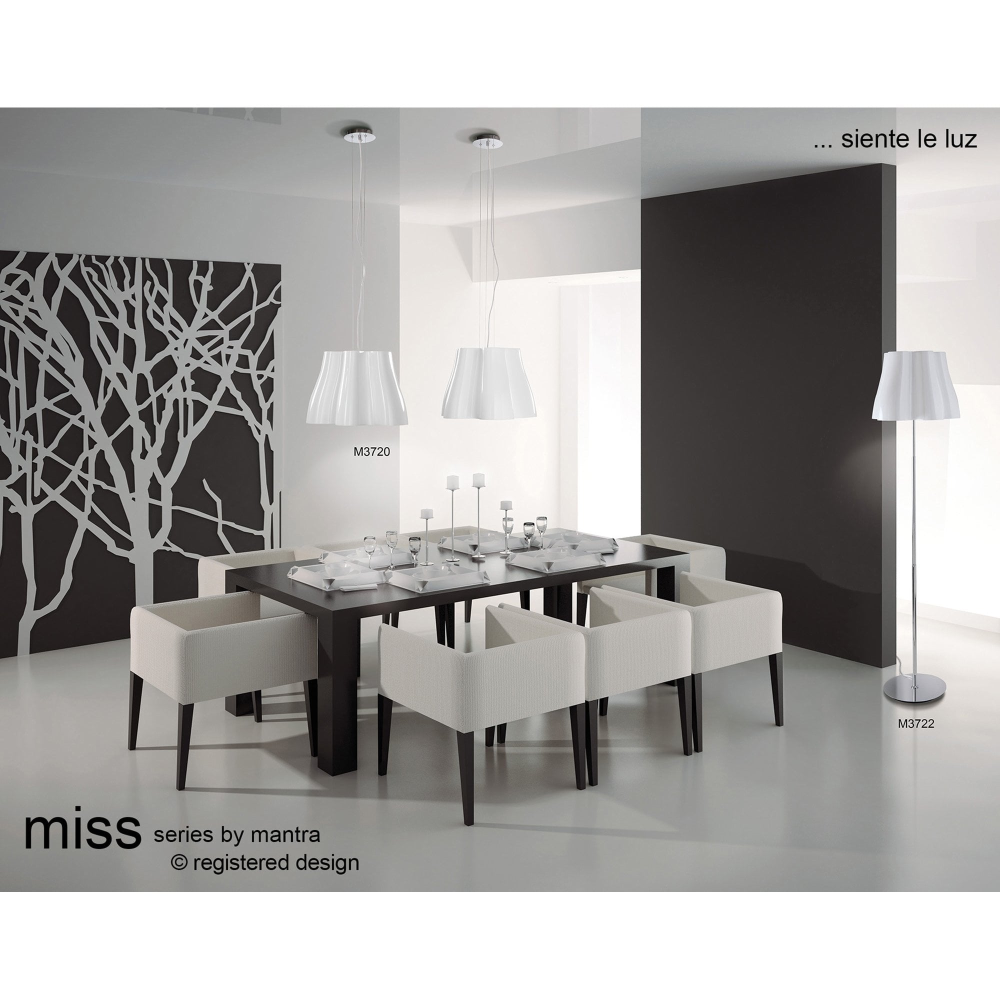 M3723 Miss Floor Lamp 3 Light E27 Gloss Black/Polished Chrome