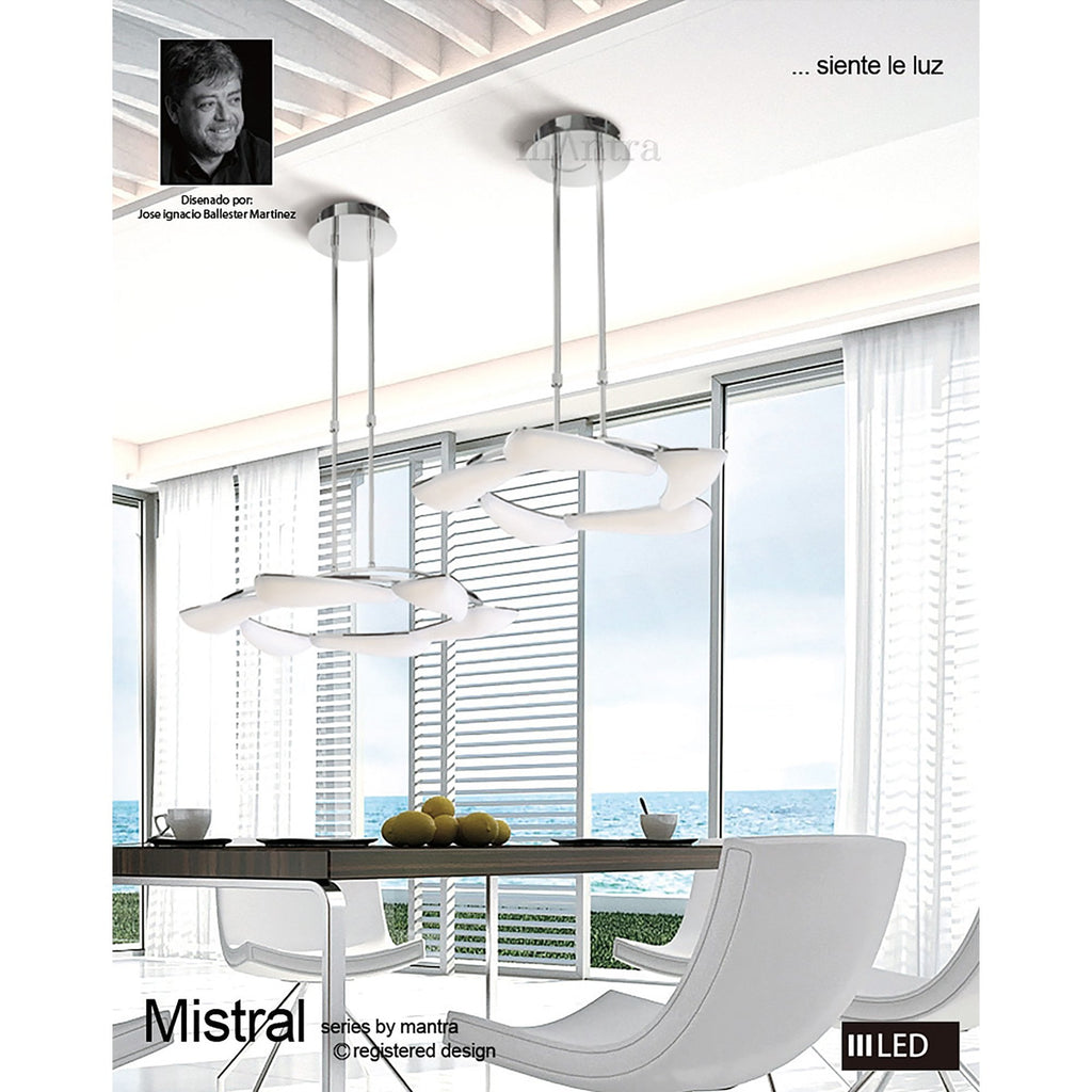 M3801 Mistral Telescopic 30W LED Round Polished Chrome/Frosted Acrylic