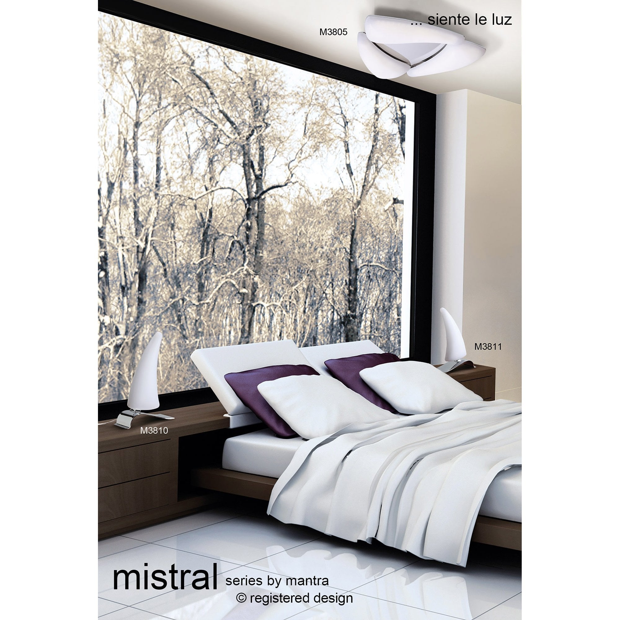 M3801 Mistral Telescopic 30W LED Round Polished Chrome/Frosted Acrylic