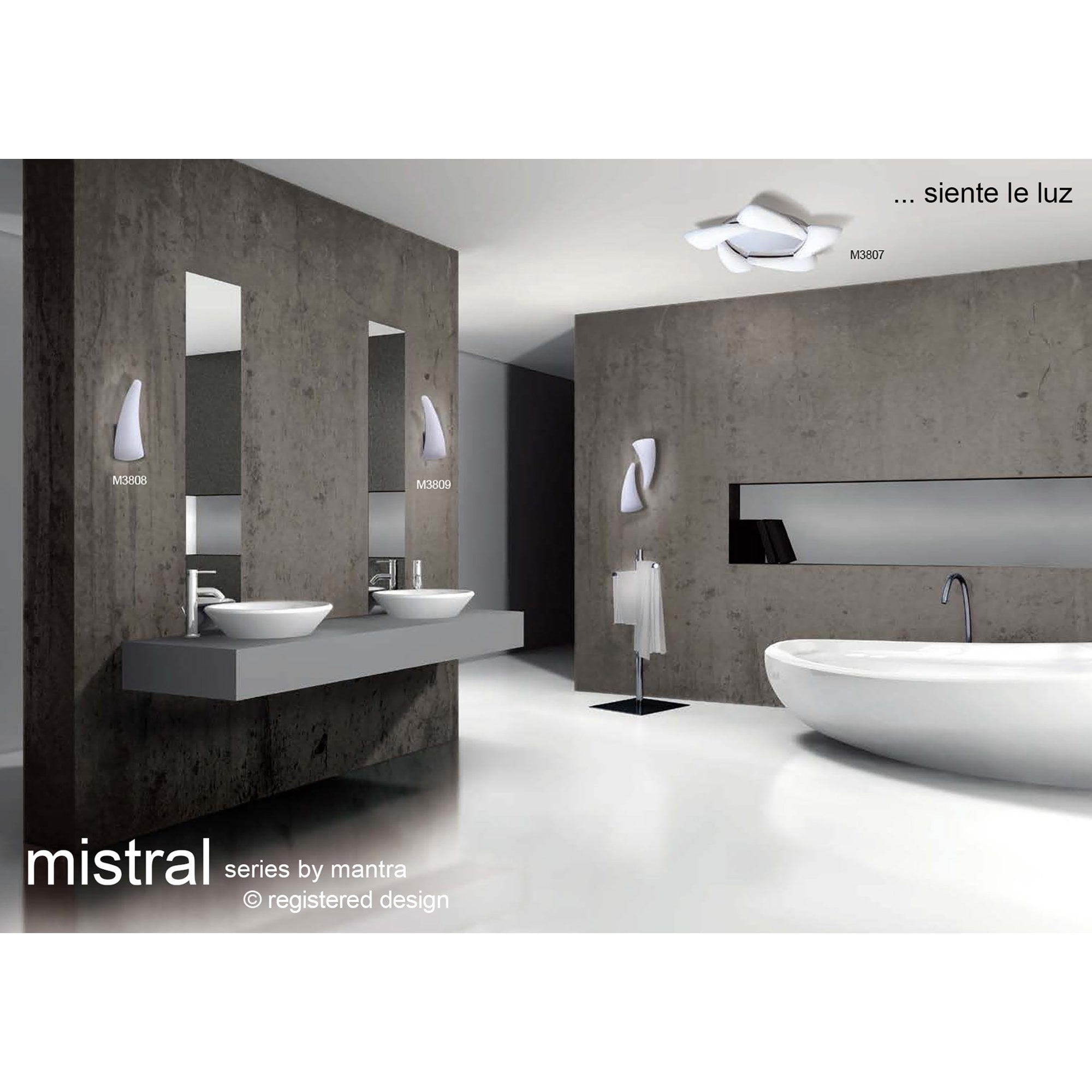M3806 Mistral Flush Ceiling 24W LED Polished Chrome/Frosted Acrylic