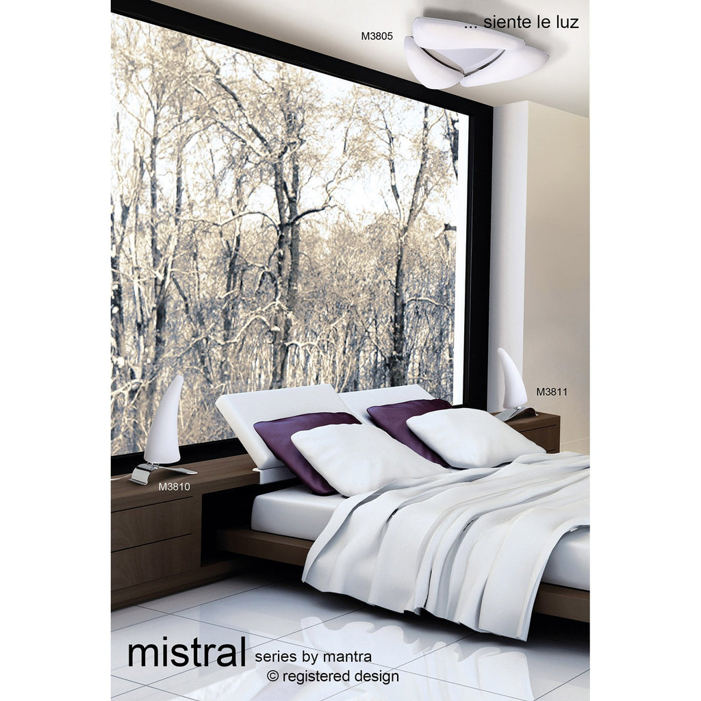 M3807 Mistral Flush Ceiling 30W LED Polished Chrome/Frosted Acrylic