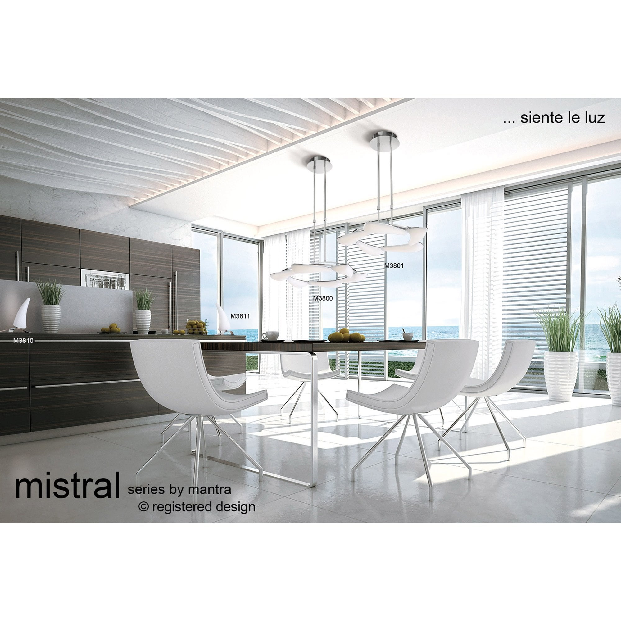 M3808 Mistral Wall Lamp Right 6W LED Polished Chrome/Frosted Acrylic