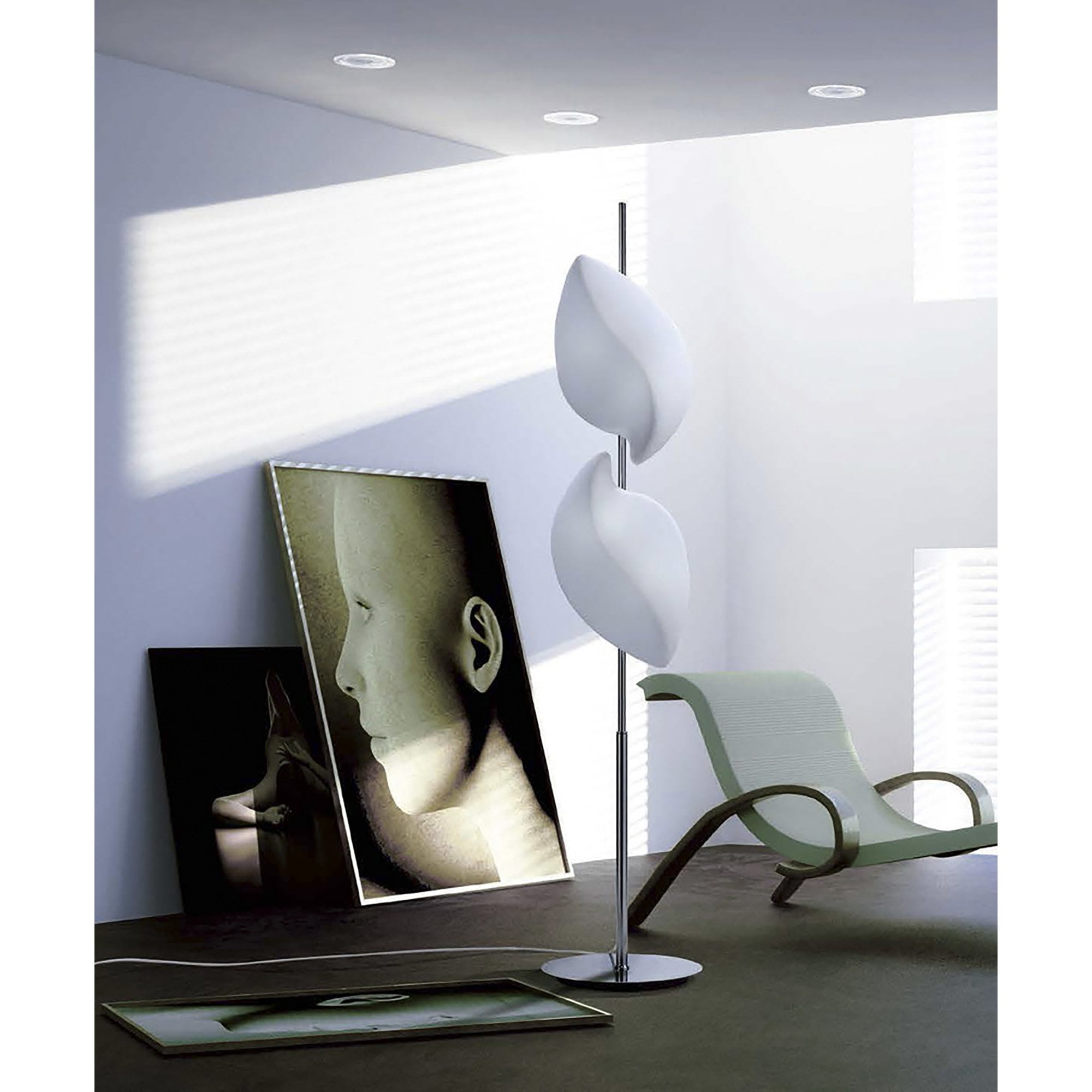 M3588 Natura Floor Lamp 4 Light E27 Indoor Polished Chrome/Opal White