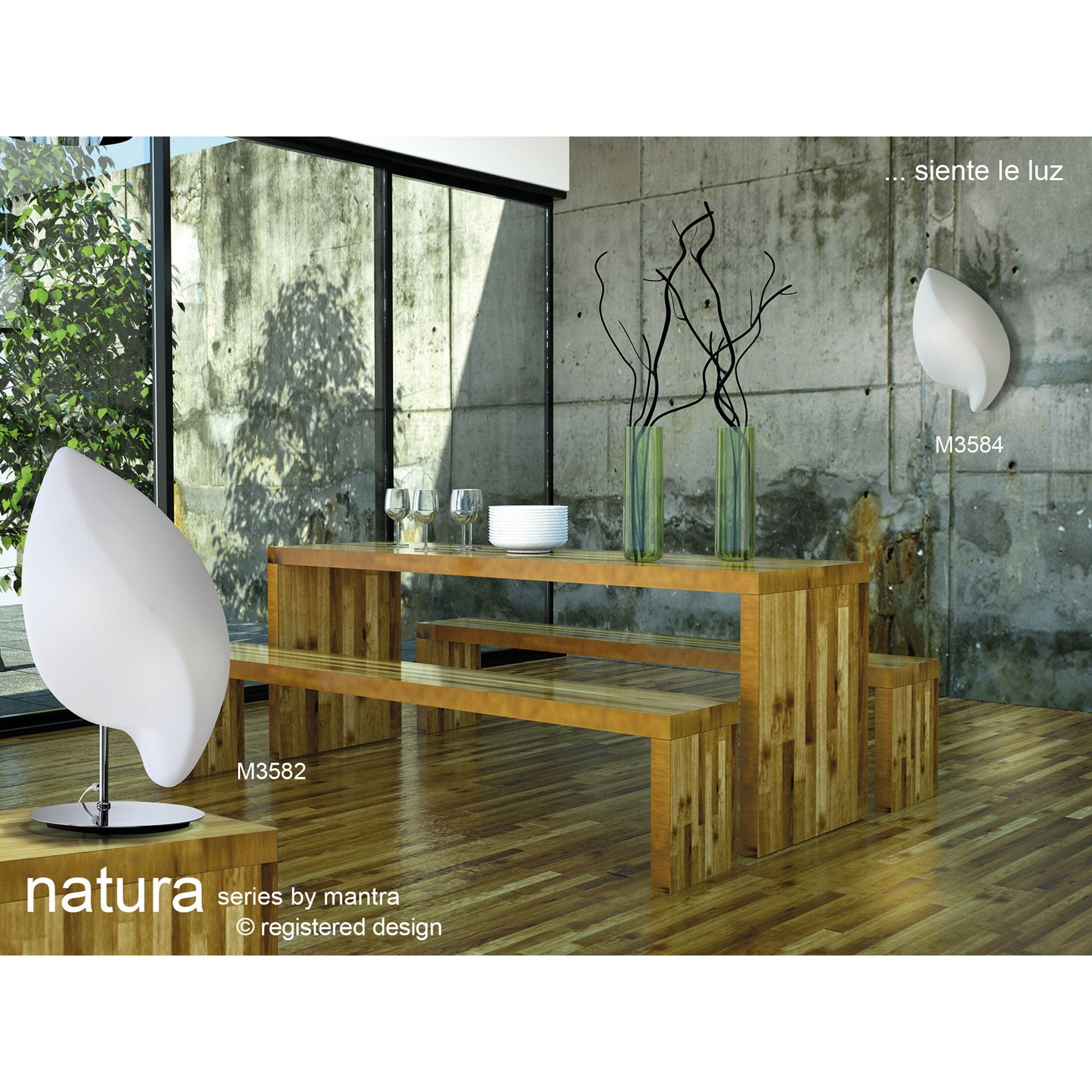 M3789 Natura Ceiling/Wall Outdoor Large 2 Light E27 Matt White/Opal White