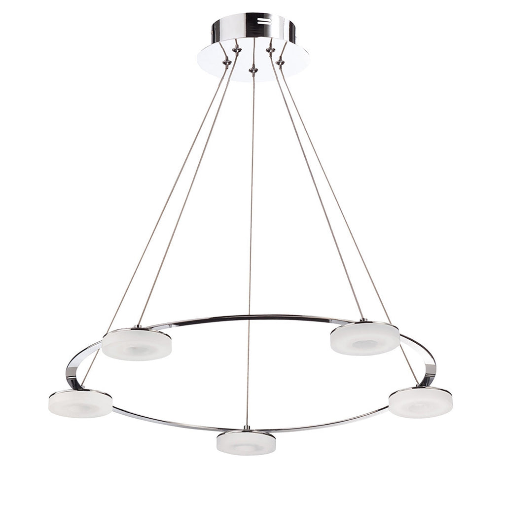 M8197/1 Nimbus Pendant 5 Light 25W LED Polished Chrome/Frosted Acrylic