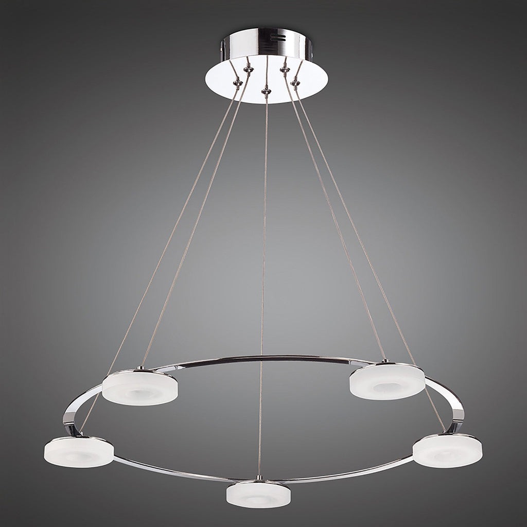 M8197/1 Nimbus Pendant 5 Light 25W LED Polished Chrome/Frosted Acrylic