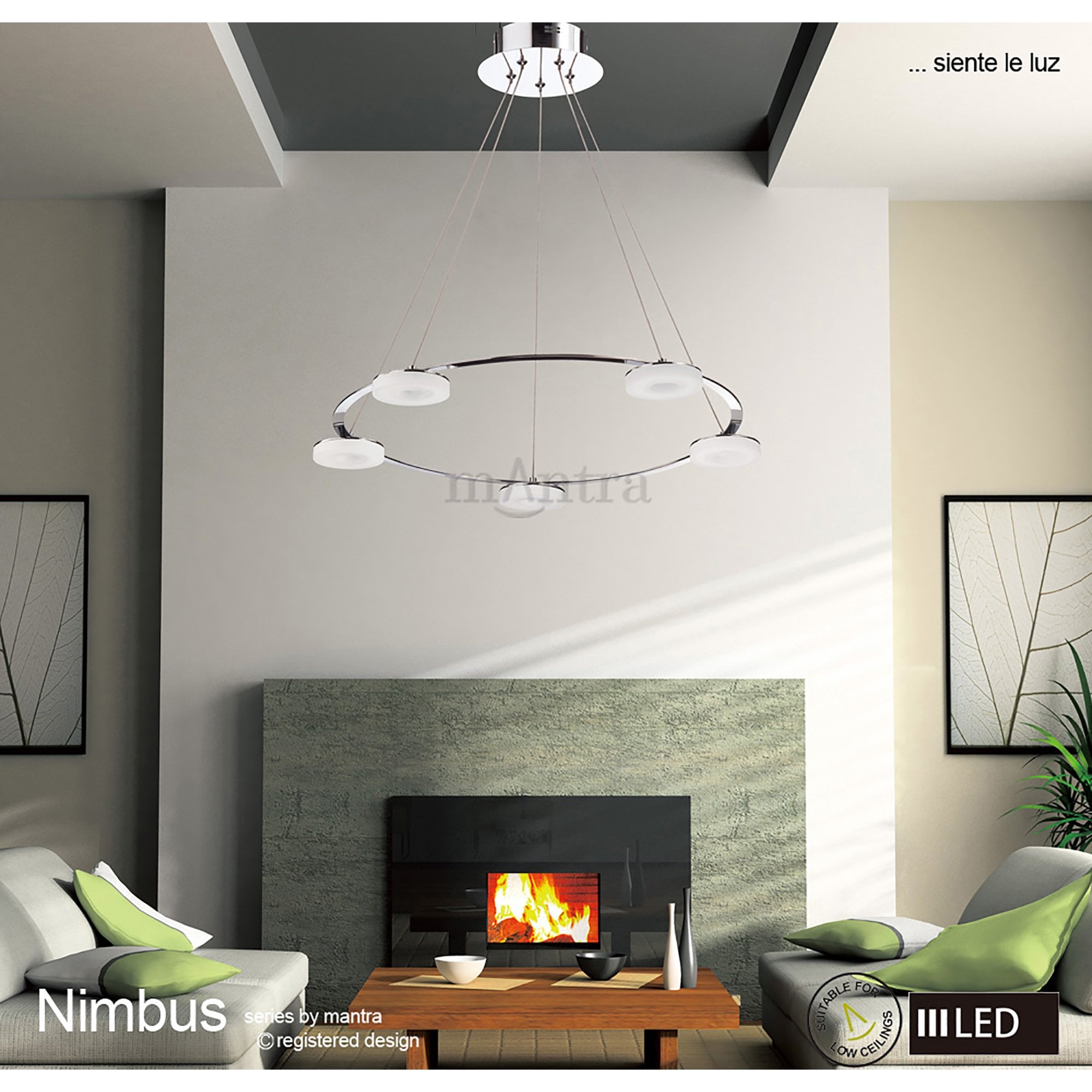 M8197/1 Nimbus Pendant 5 Light 25W LED Polished Chrome/Frosted Acrylic