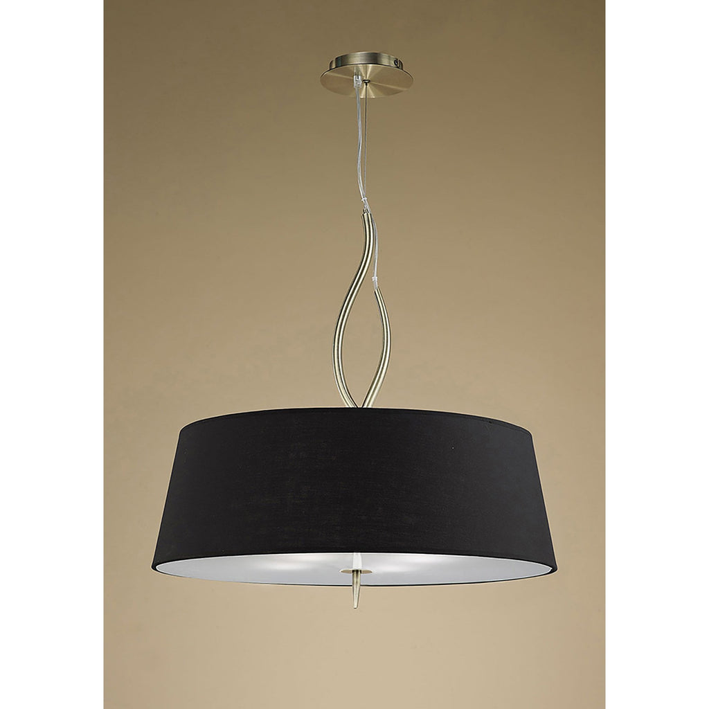 M1922/BS Ninette Pendant 4 Light E27 Black Shades Antique Brass