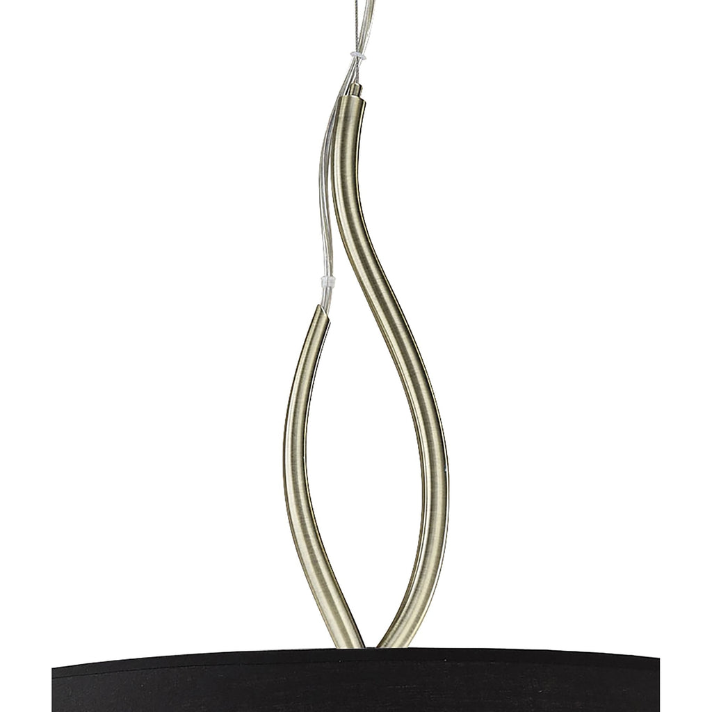 M1922/BS Ninette Pendant 4 Light E27 Black Shades Antique Brass