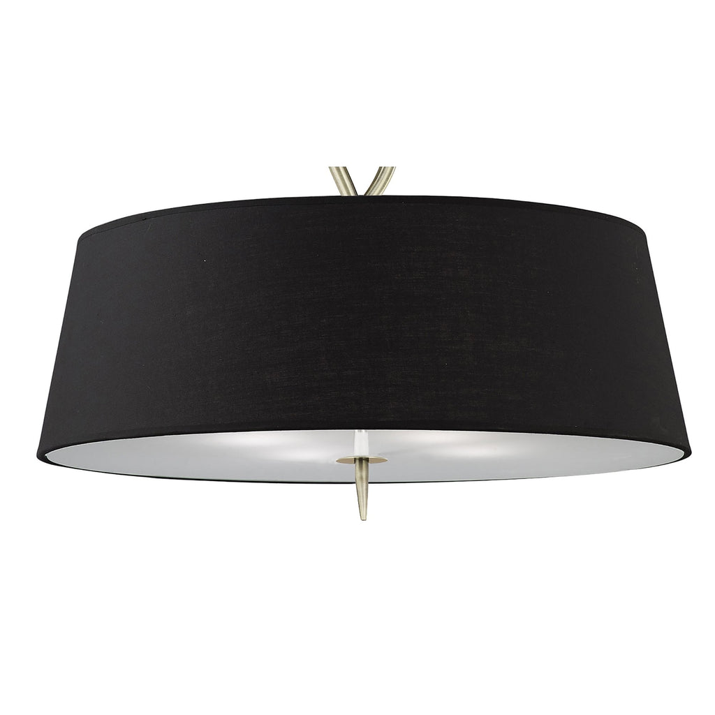 M1922/BS Ninette Pendant 4 Light E27 Black Shades Antique Brass