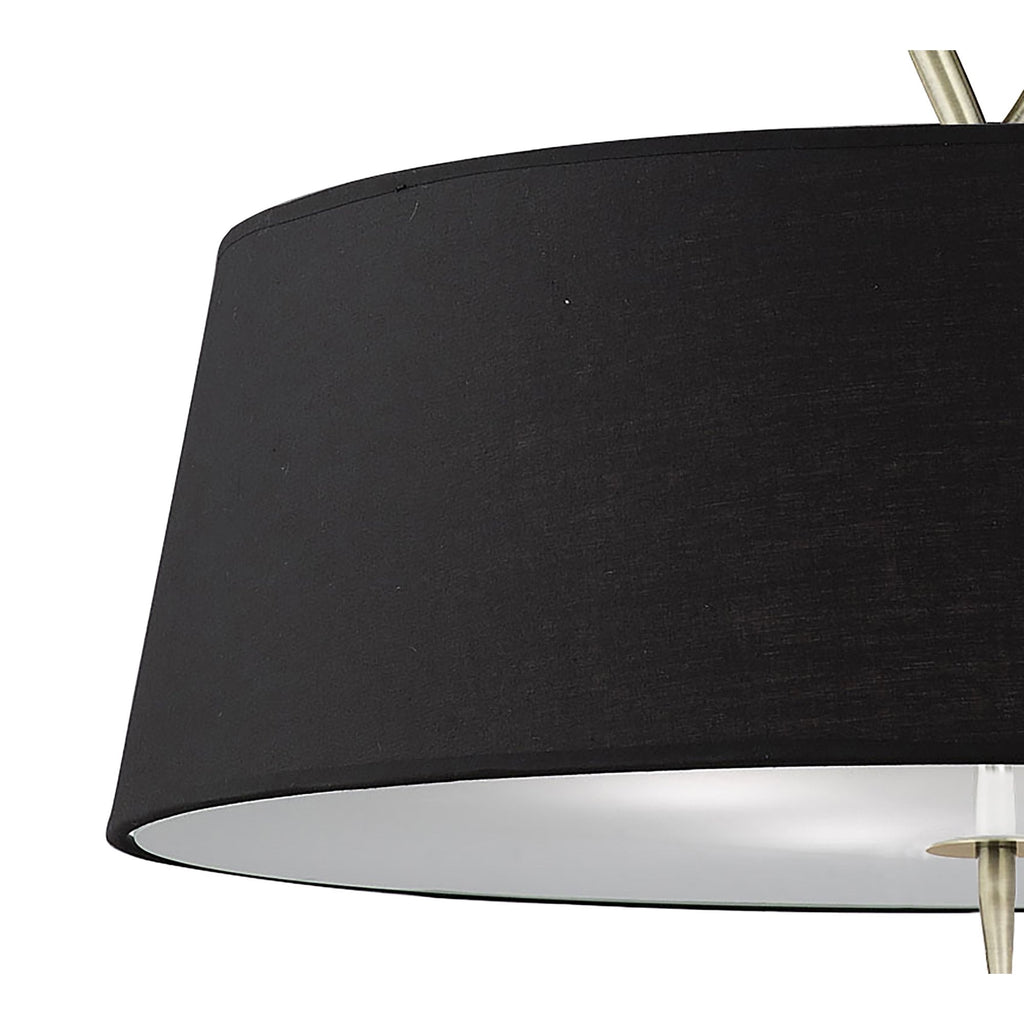 M1922/BS Ninette Pendant 4 Light E27 Black Shades Antique Brass