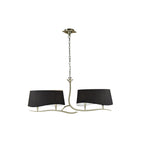 M1921/BS Ninette Linear Pendant 2 Arm 4 Light E14 Black Shades Antique Brass
