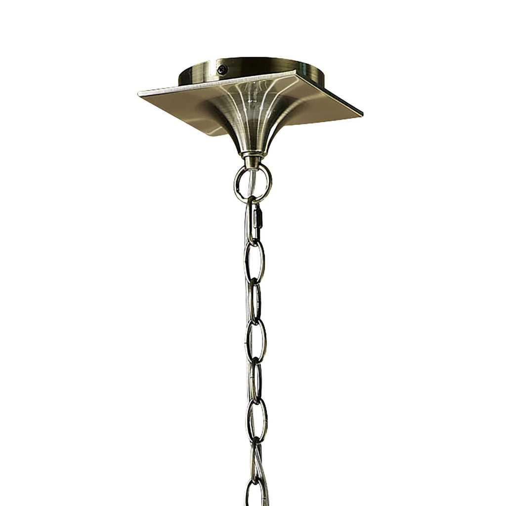 M1921/BS Ninette Linear Pendant 2 Arm 4 Light E14 Black Shades Antique Brass