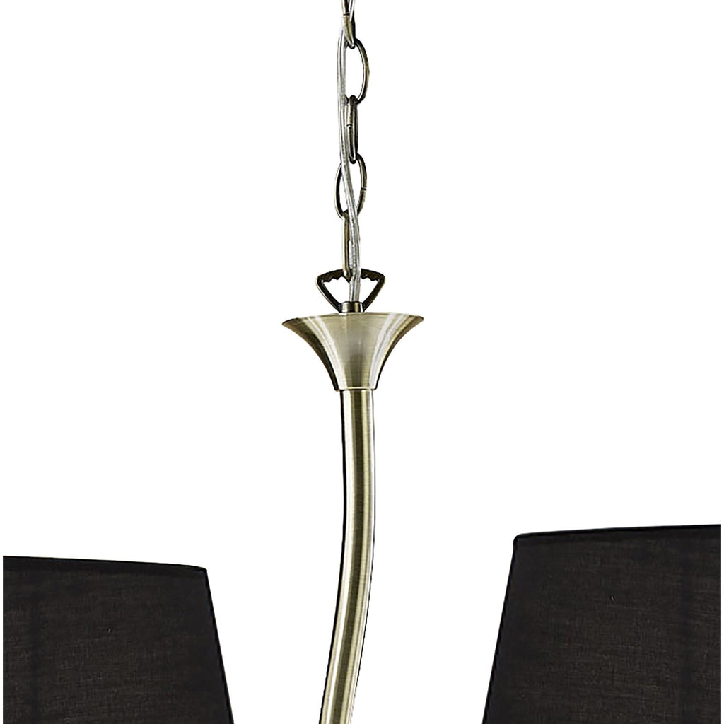 M1921/BS Ninette Linear Pendant 2 Arm 4 Light E14 Black Shades Antique Brass