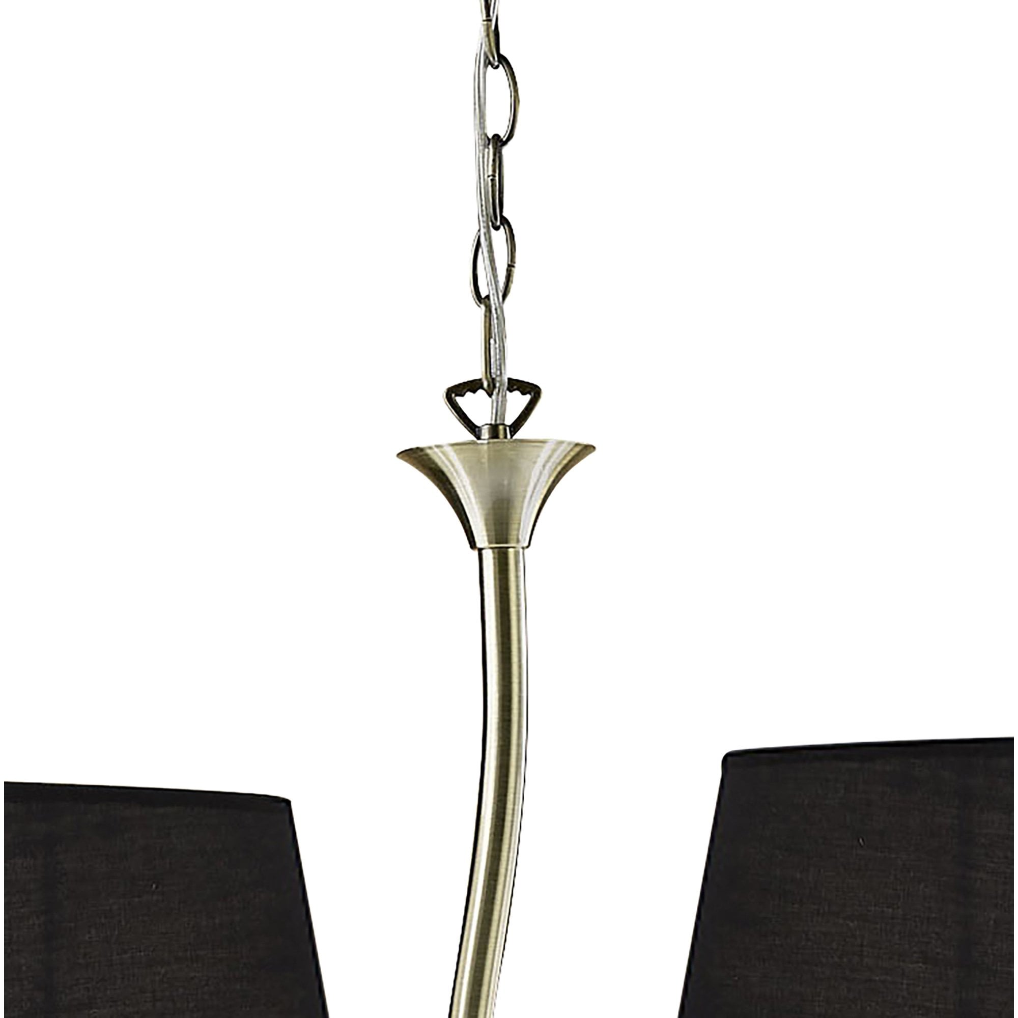 M1921/BS Ninette Linear Pendant 2 Arm 4 Light E14 Black Shades Antique Brass