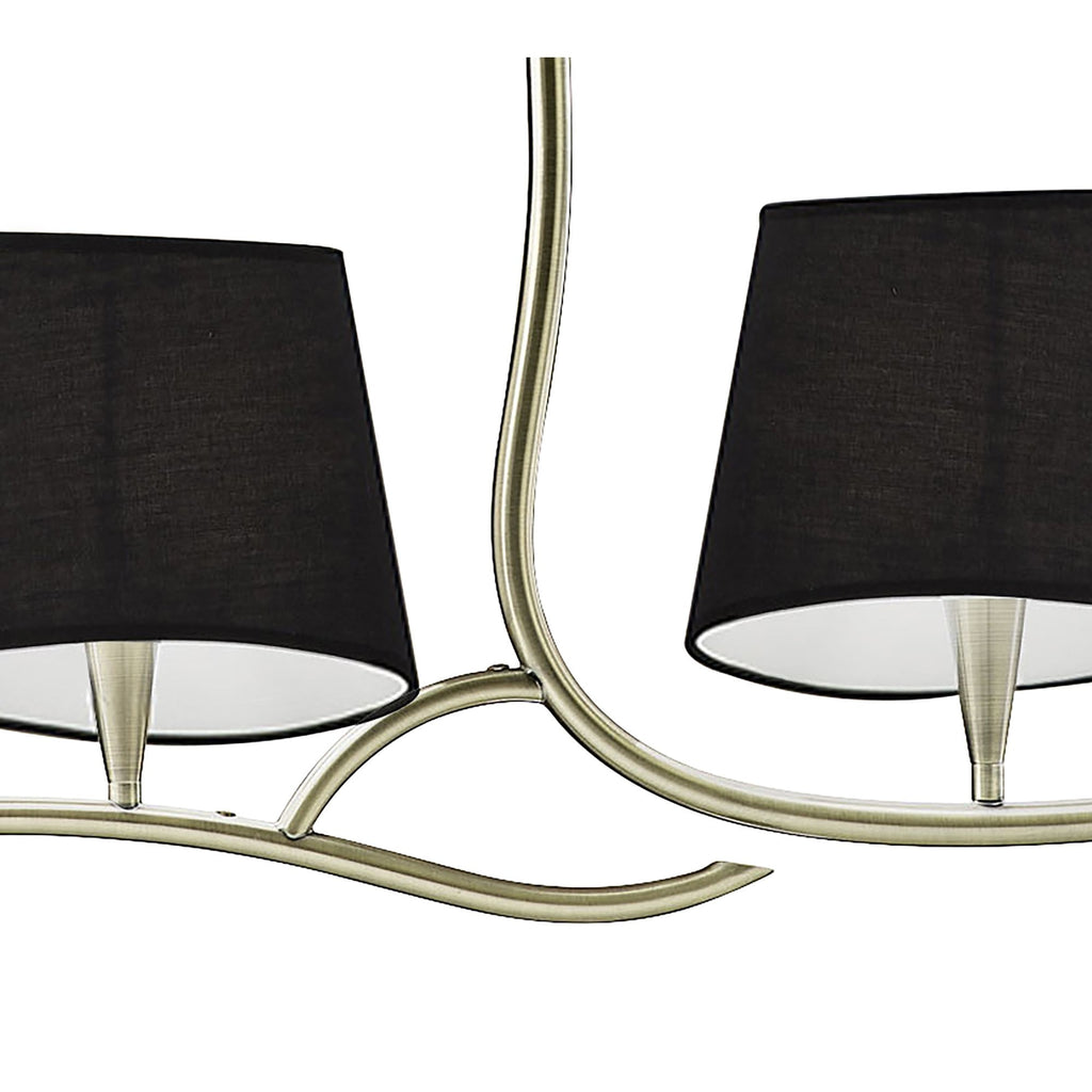 M1921/BS Ninette Linear Pendant 2 Arm 4 Light E14 Black Shades Antique Brass