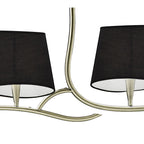 M1921/BS Ninette Linear Pendant 2 Arm 4 Light E14 Black Shades Antique Brass