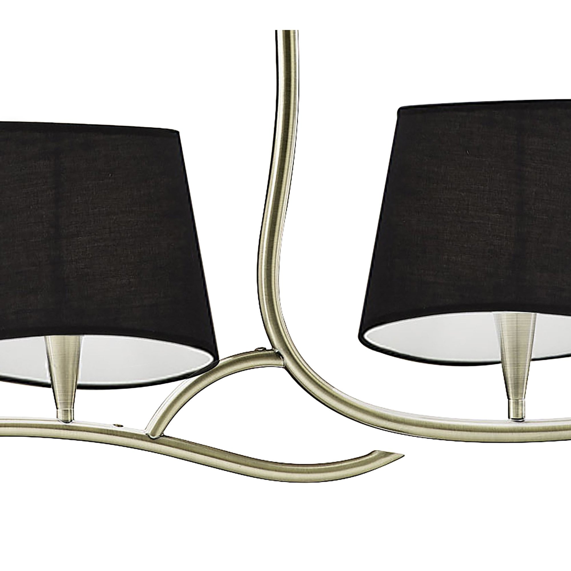 M1921/BS Ninette Linear Pendant 2 Arm 4 Light E14 Black Shades Antique Brass