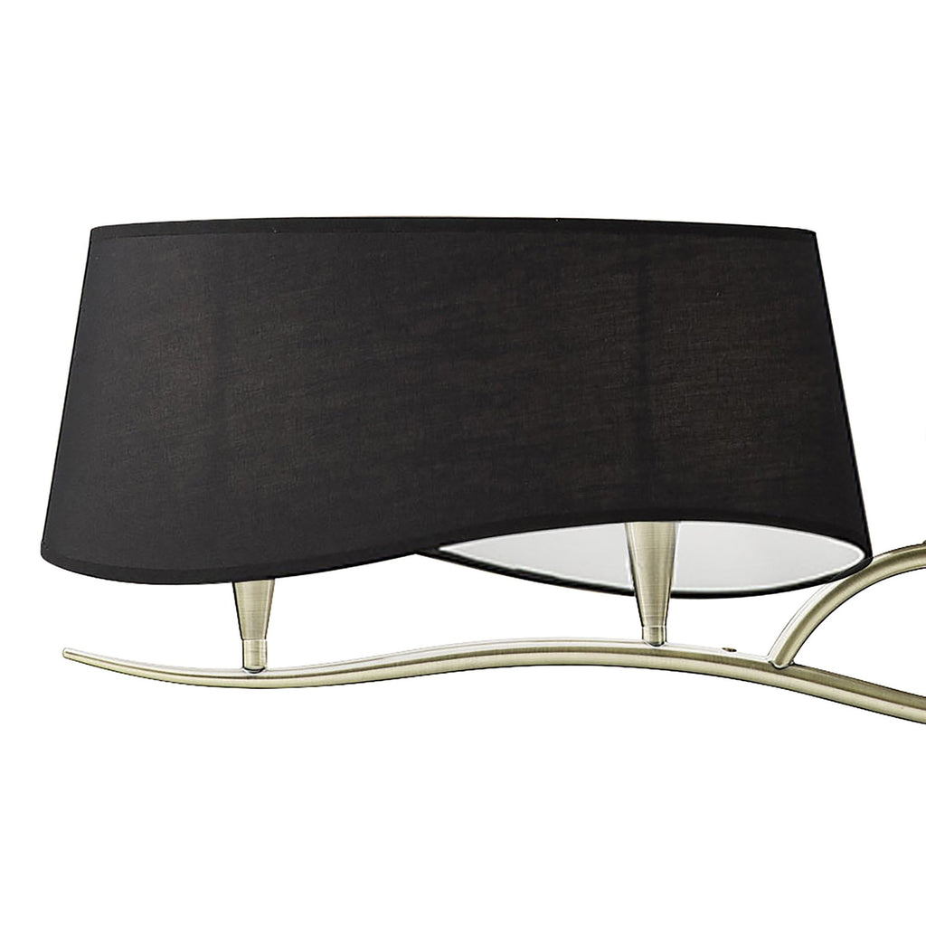 M1921/BS Ninette Linear Pendant 2 Arm 4 Light E14 Black Shades Antique Brass
