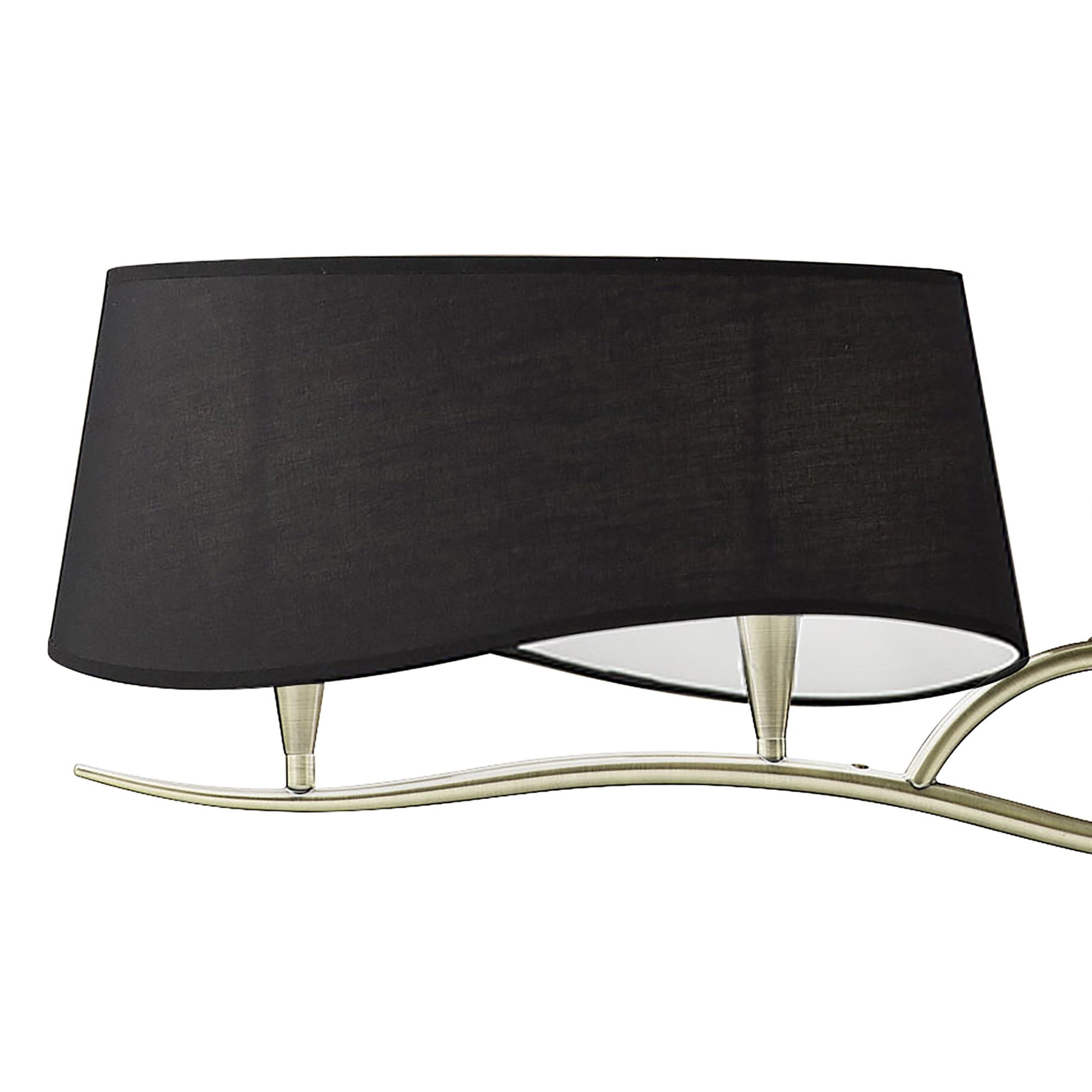 M1921/BS Ninette Linear Pendant 2 Arm 4 Light E14 Black Shades Antique Brass