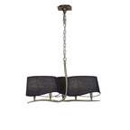 M1920/BS Ninette Pendant 3 Arm 6 Light E14 Black Shades Antique Brass