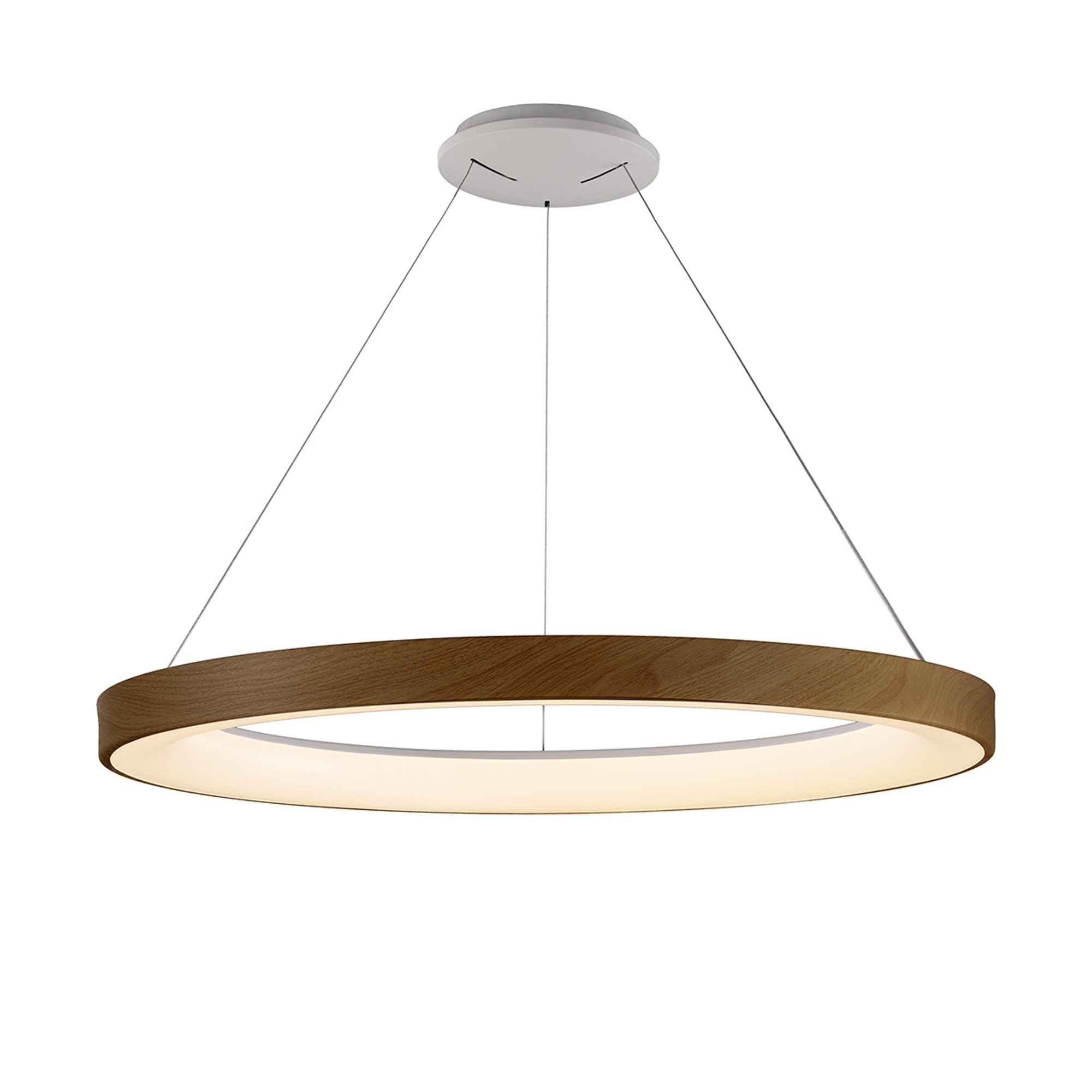 M8015 Niseko Ring Pendant 90cm 66W LED Remote Control Wood