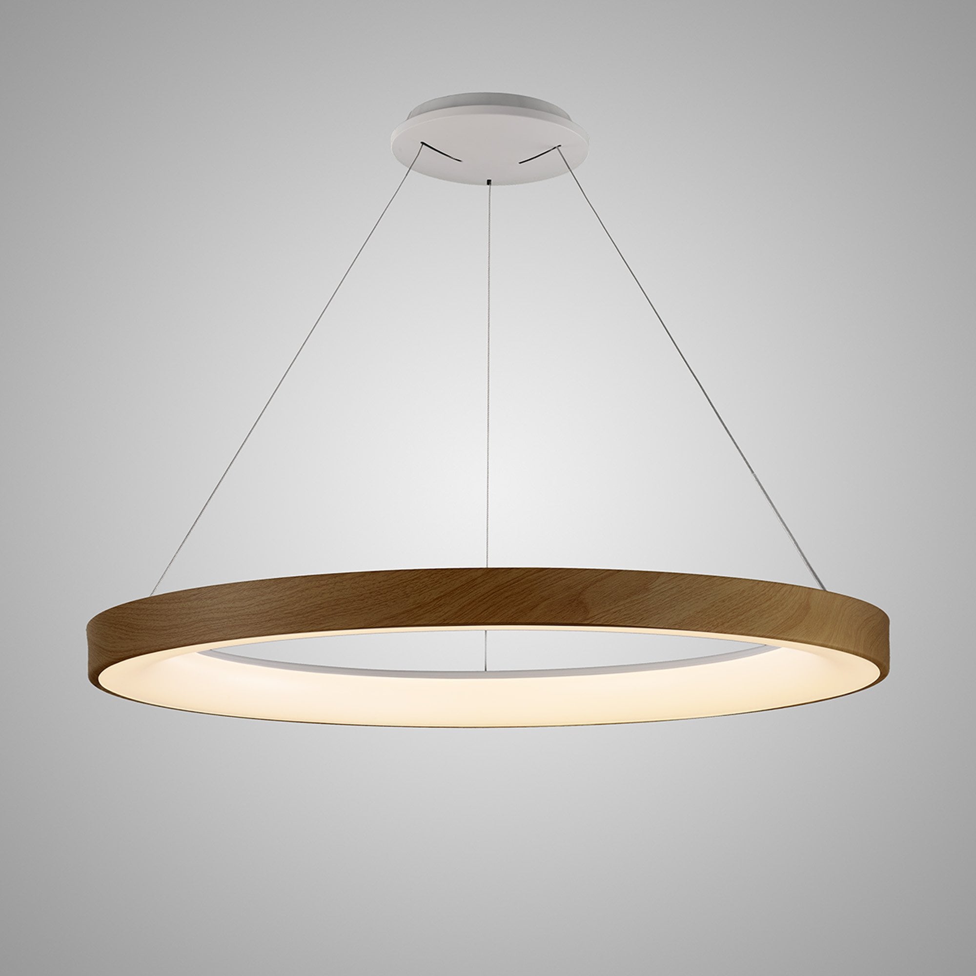 M8015 Niseko Ring Pendant 90cm 66W LED Remote Control Wood
