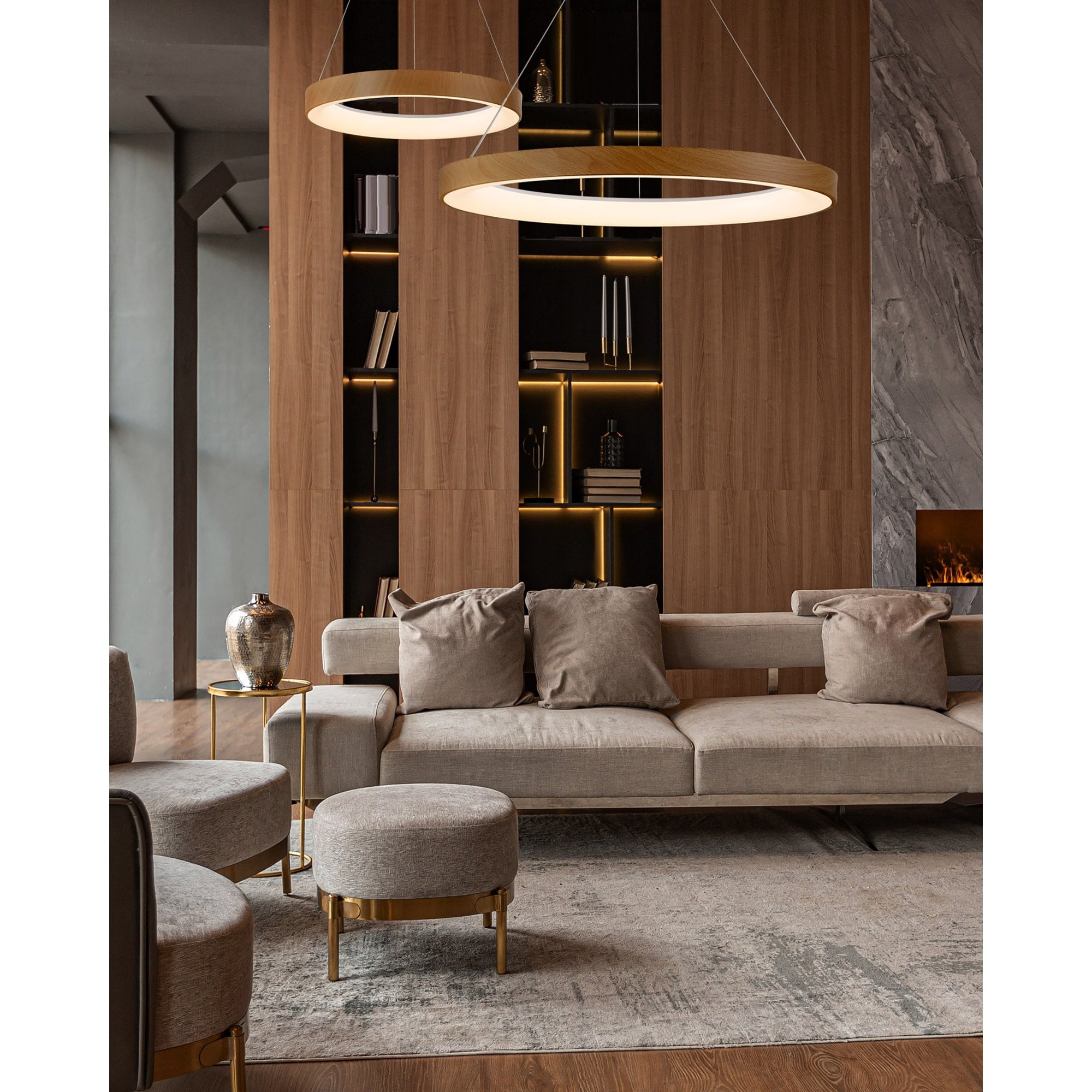M8059 Niseko Triangular Ceiling 61cm 48W LED Wood